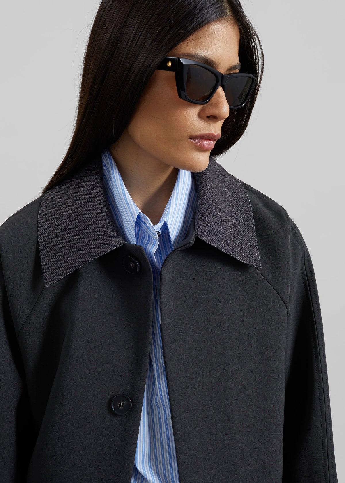 Ebbe Contrast Collar Boxy Jacket - Charcoal - 2