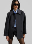 Ebbe Contrast Collar Boxy Jacket - Charcoal