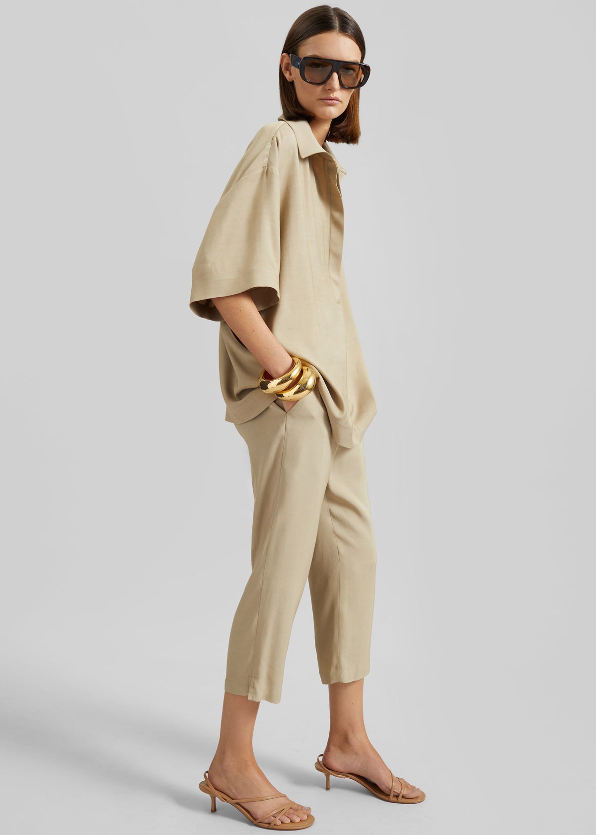 Eda Fluid Polo Shirt - Beige - 5