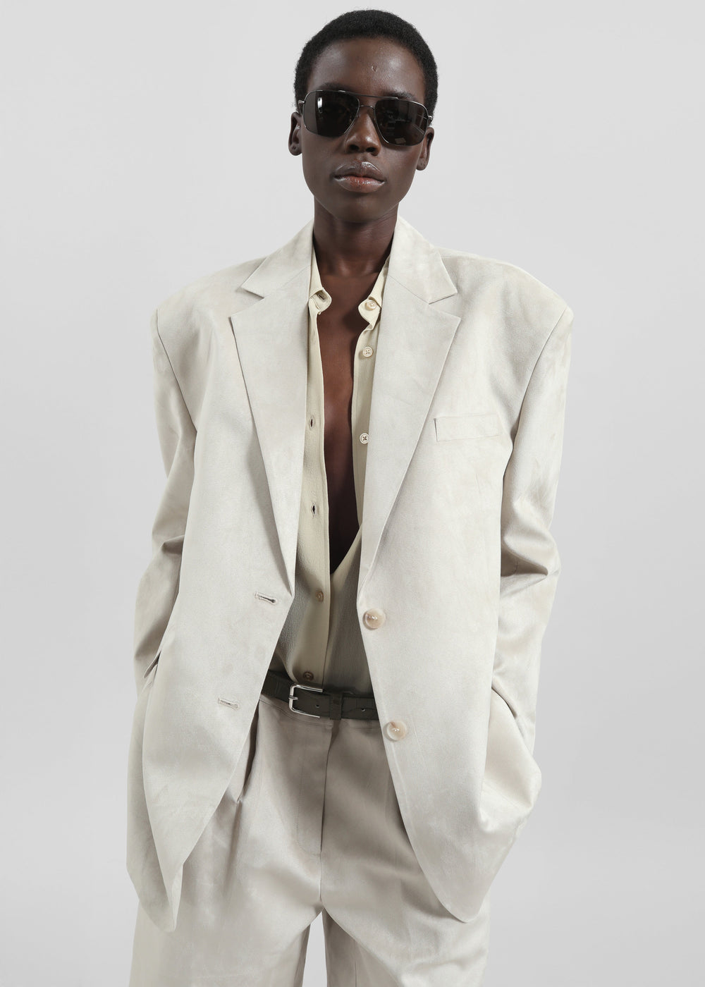 Edale Faux Suede Blazer - Light Beige