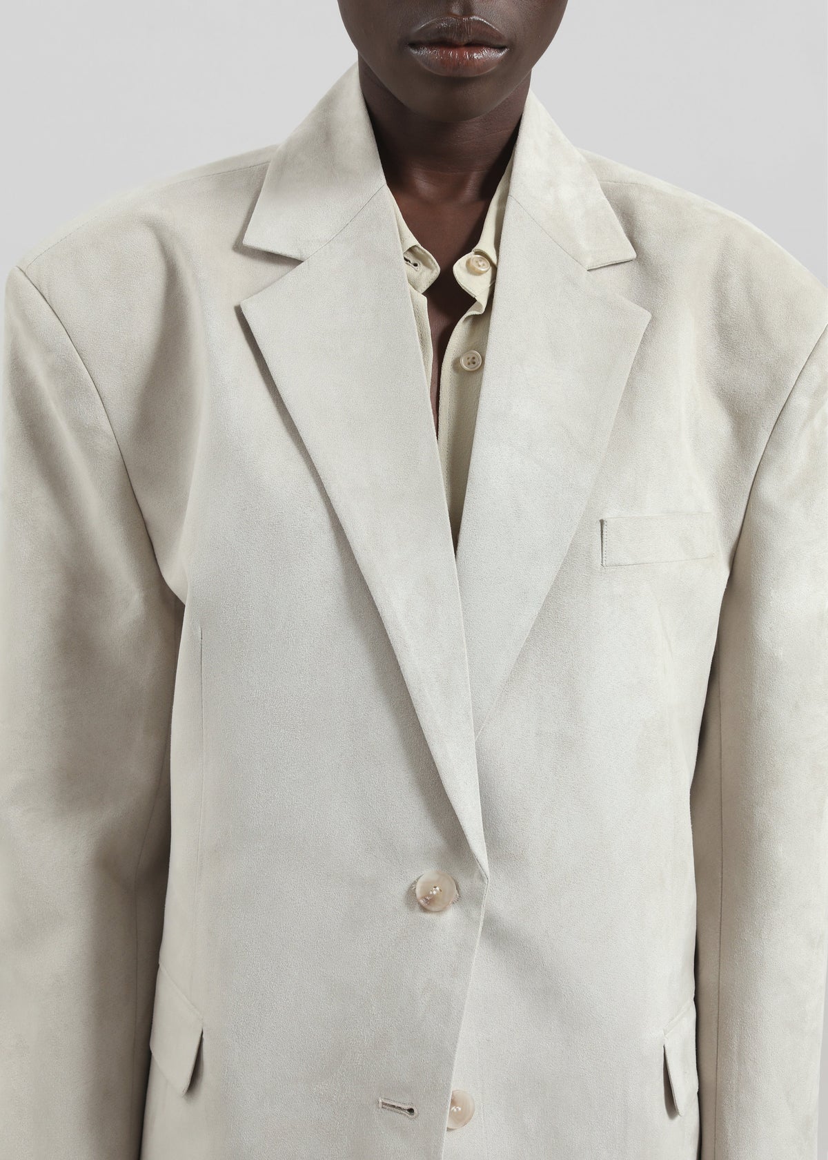 Edale Faux Suede Blazer - Light Beige - 4