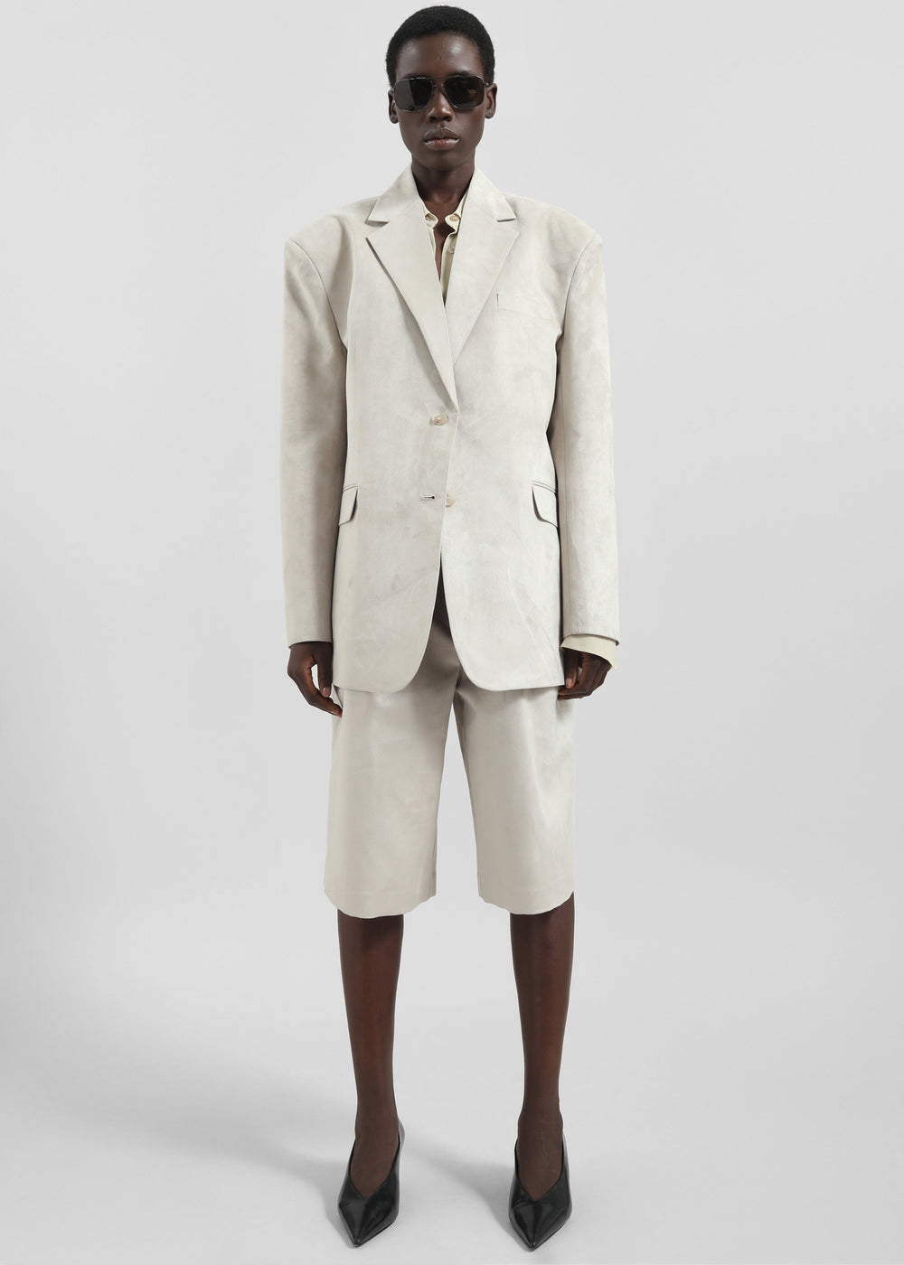 Edale Faux Suede Blazer - Light Beige - 1