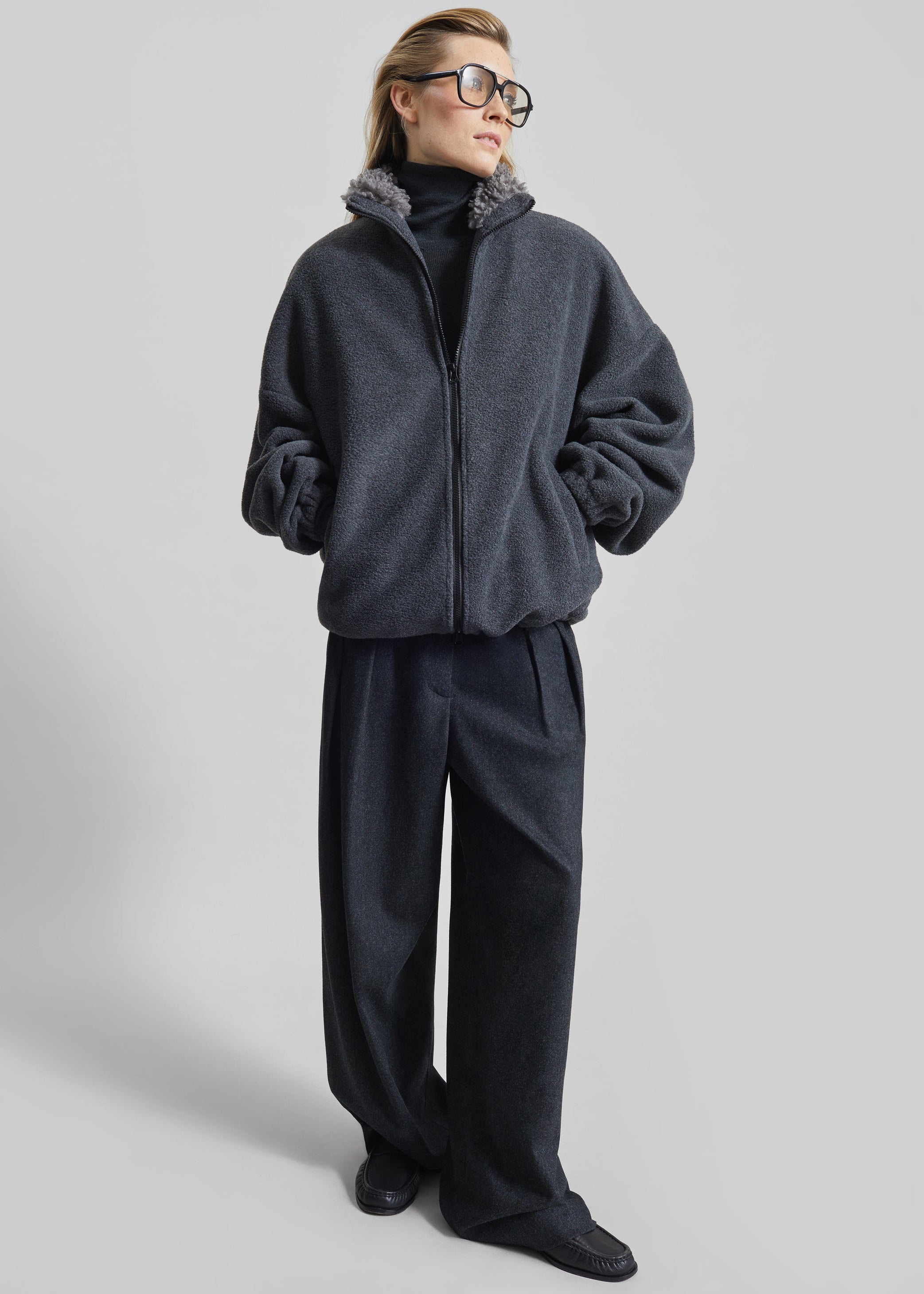 Shop the look image for Edane Fleece Jacket - Dark Grey