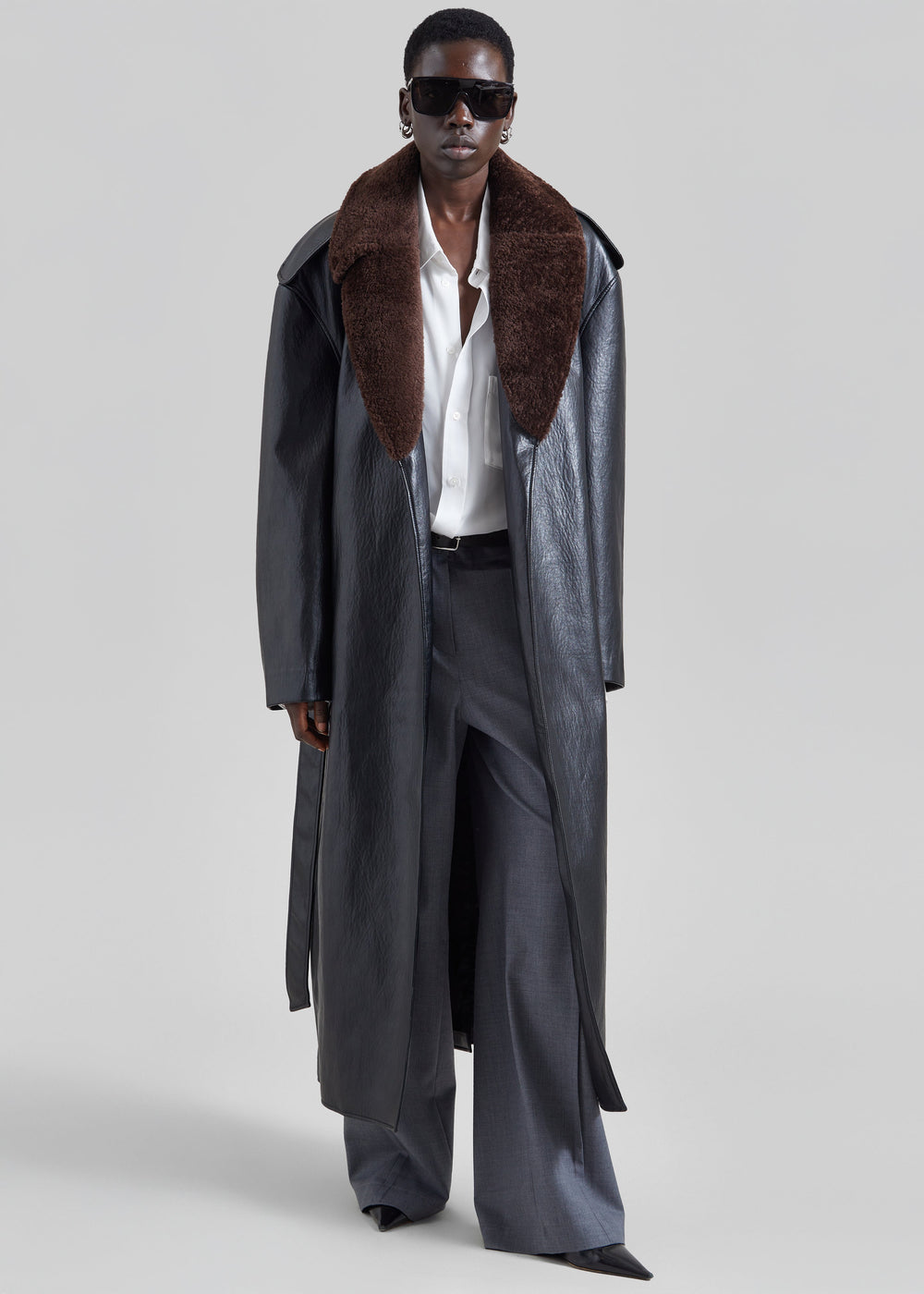 Edra Removable Collar Trench Coat - Black