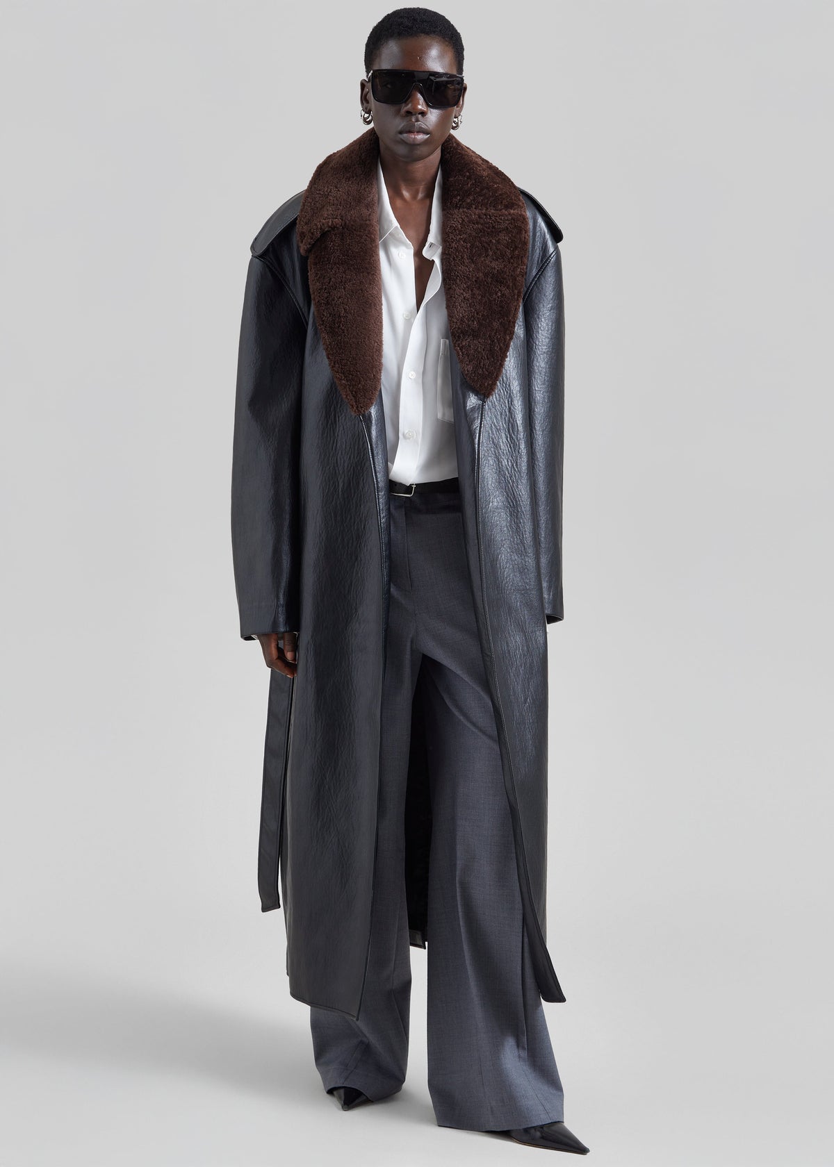 Edra Removable Collar Trench Coat - Black - 1