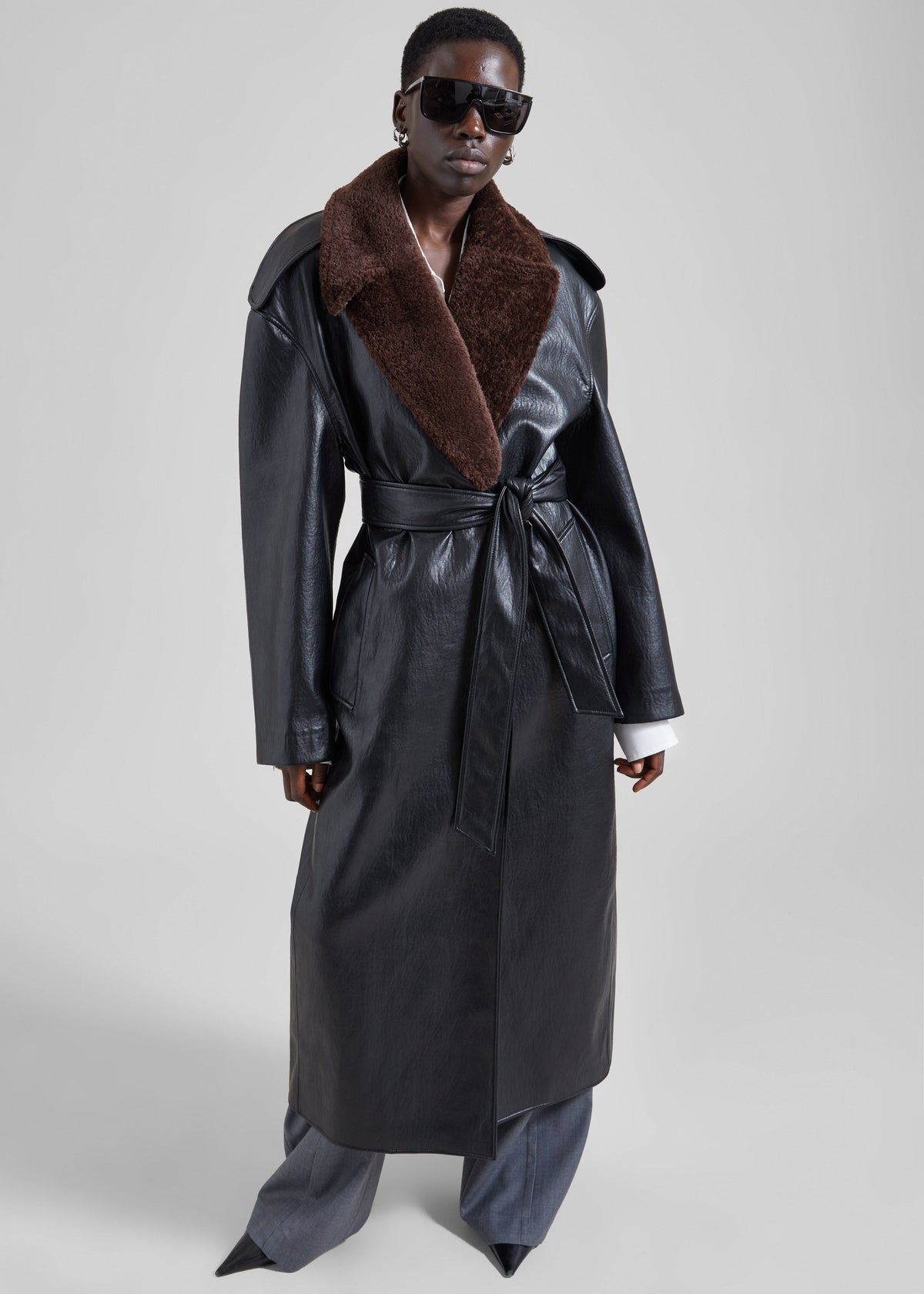 Edra Removable Collar Trench Coat - Black - 4