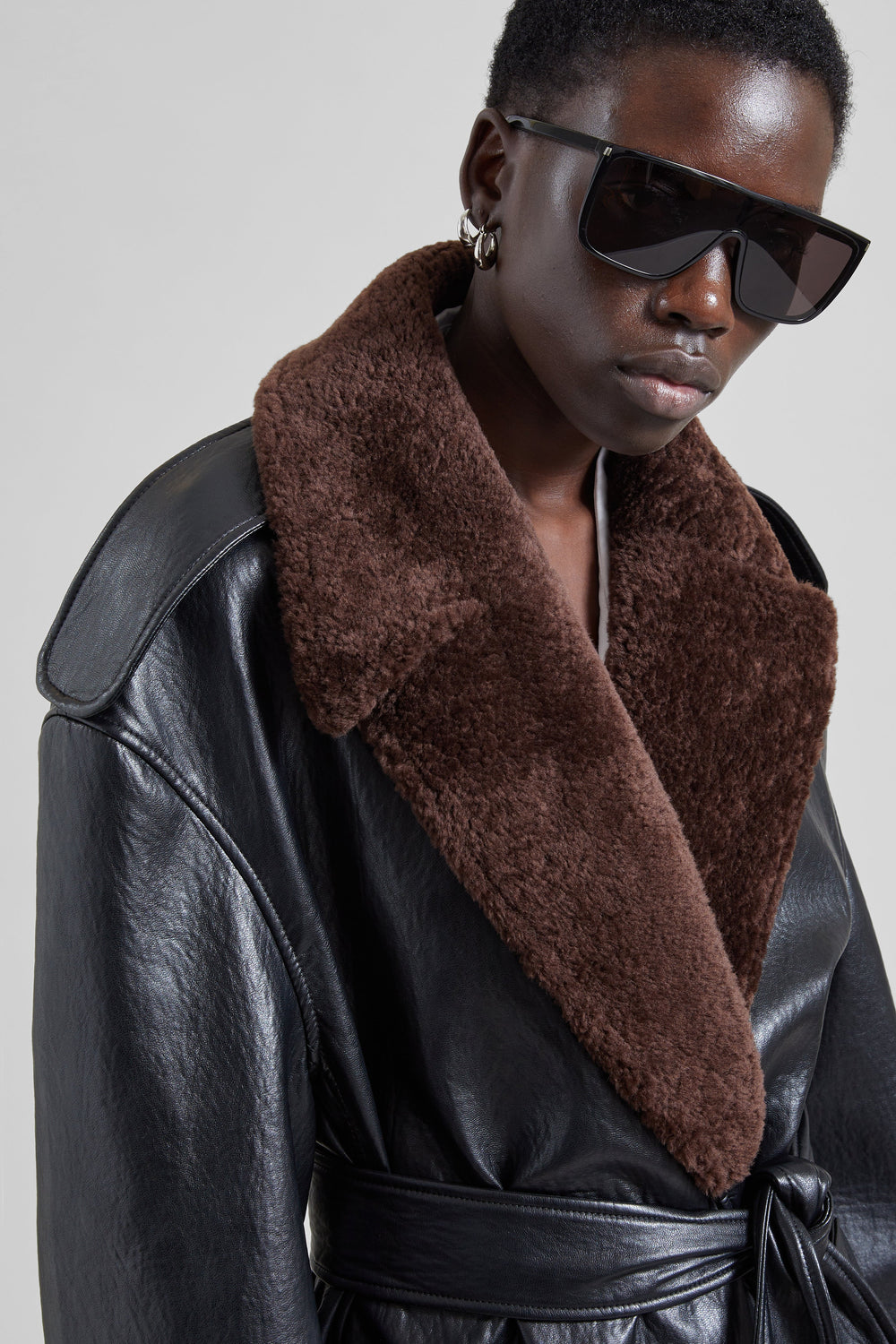Edra Removable Collar Trench Coat - Black - 1
