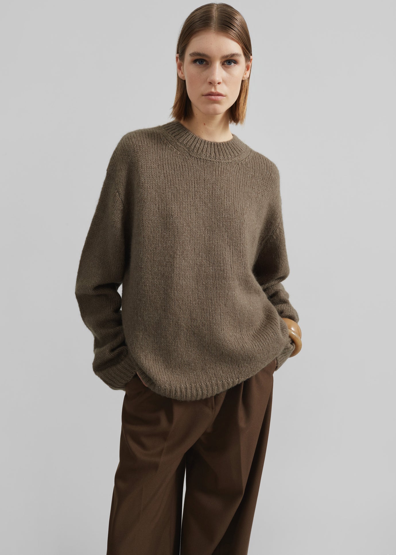 Eidra Crewneck Sweater - Taupe - 1