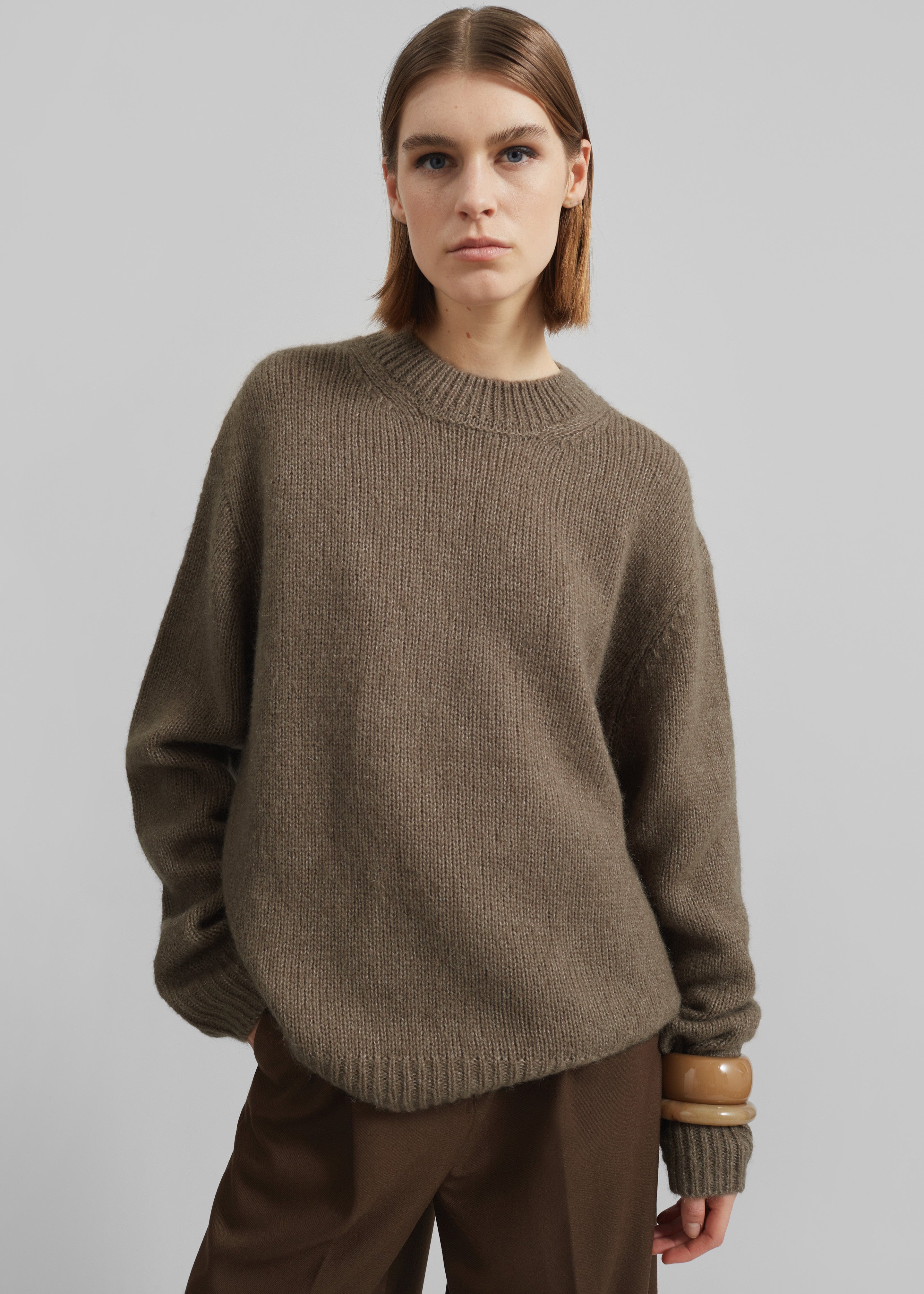 Eidra Crewneck Sweater - Taupe - 1