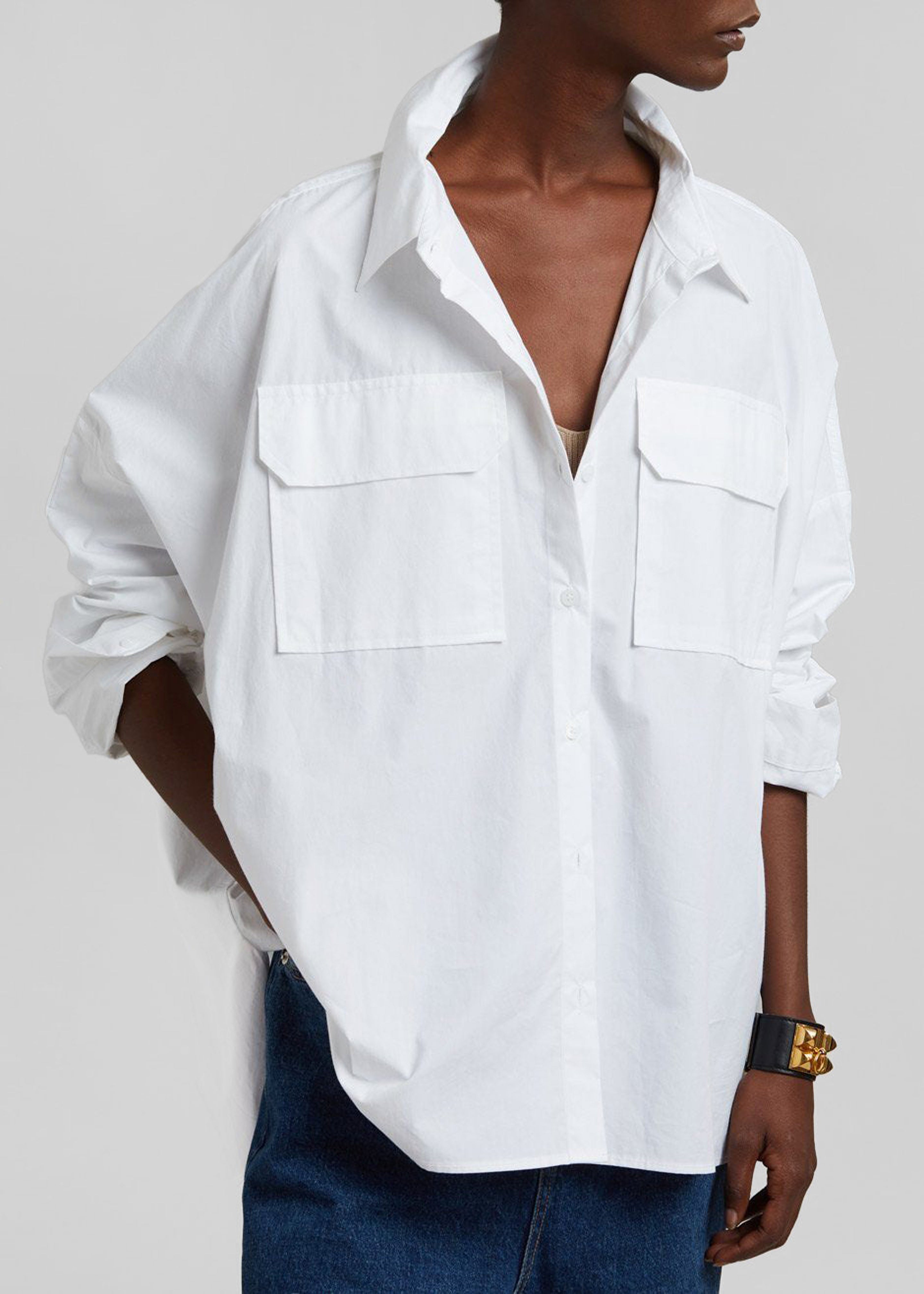 Elara Oversized Shirt - Optic White - 5