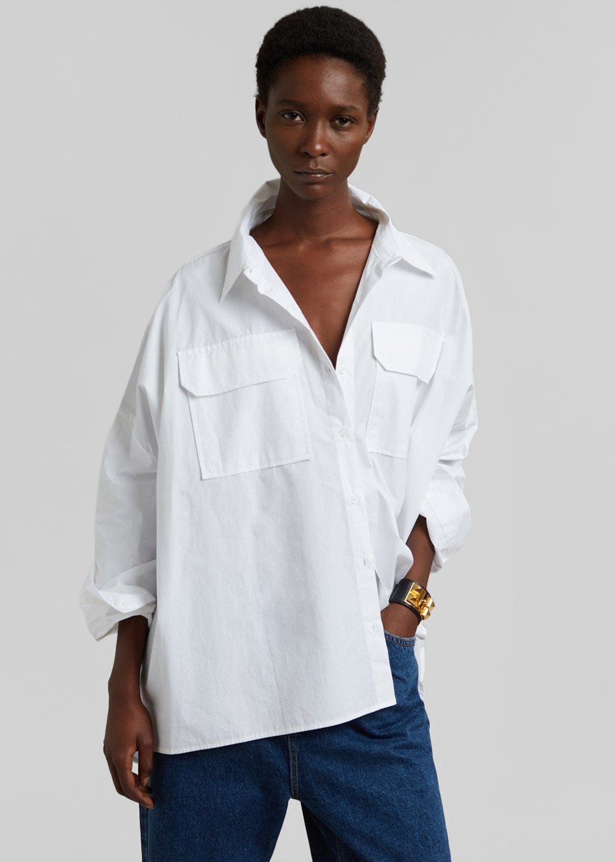 Elara Oversized Shirt - Optic White - 2