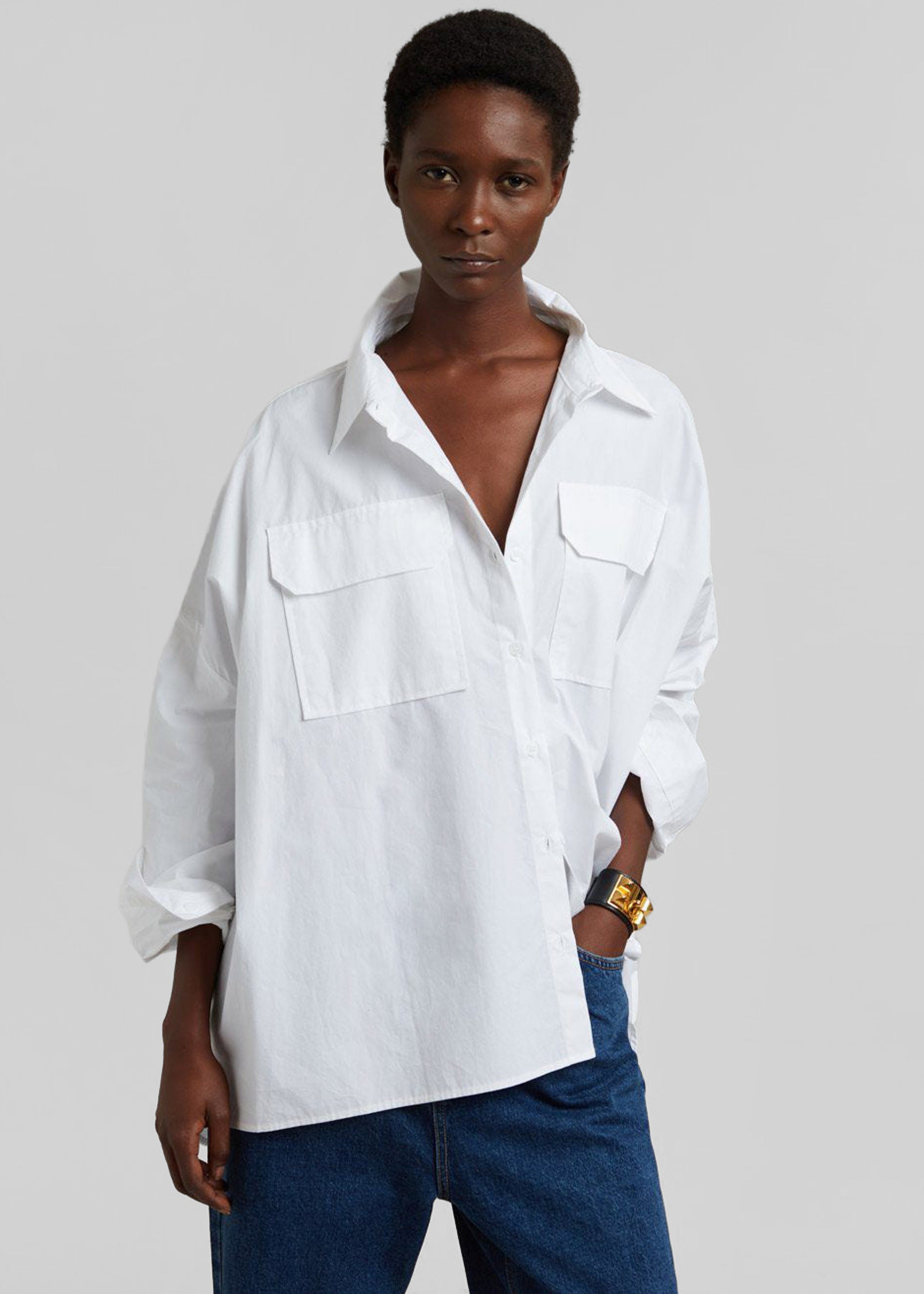 Elara Oversized Shirt - Optic White - 2