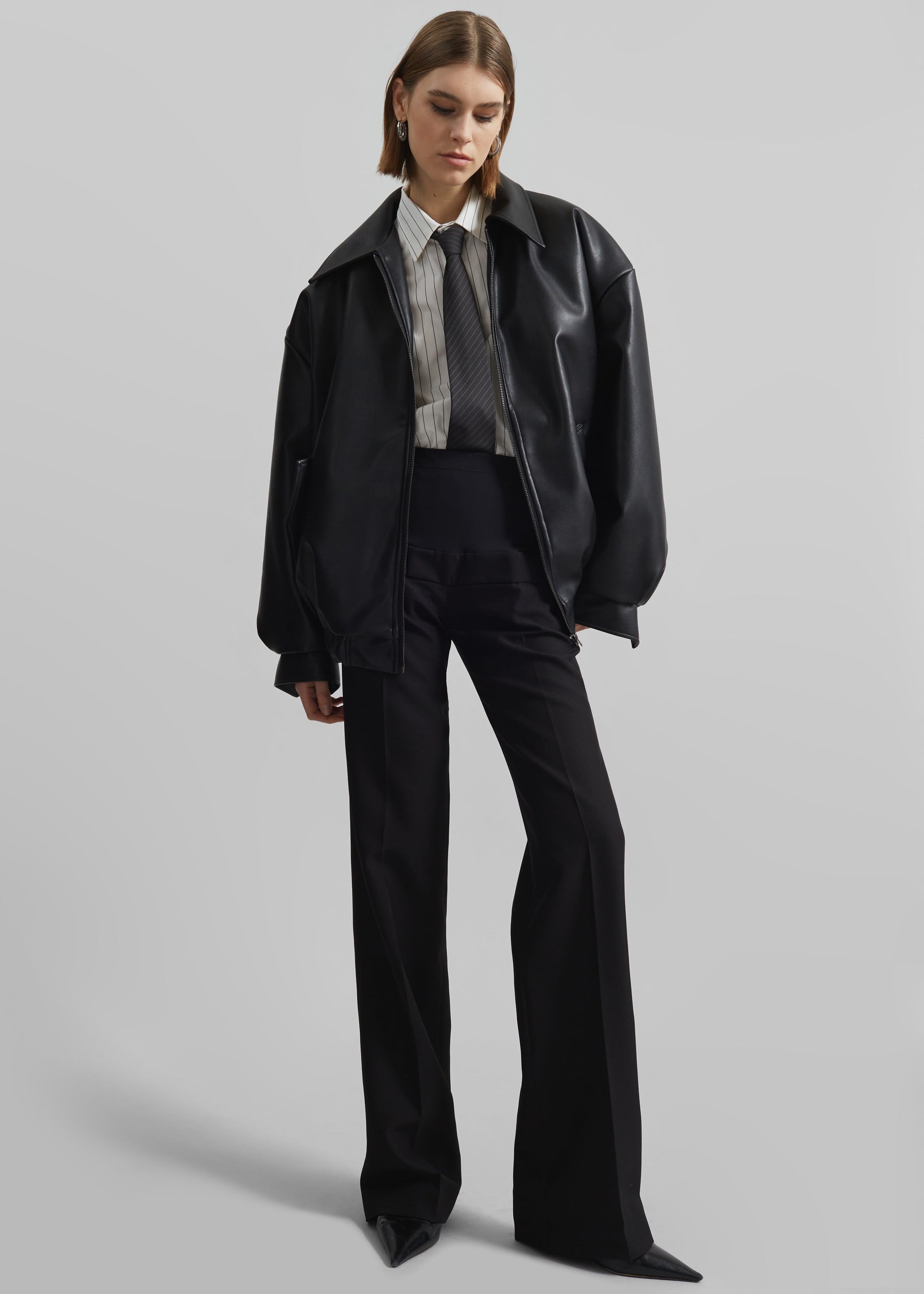 Shop the look image for Elden Faux Leather Bomber Jacket - Black