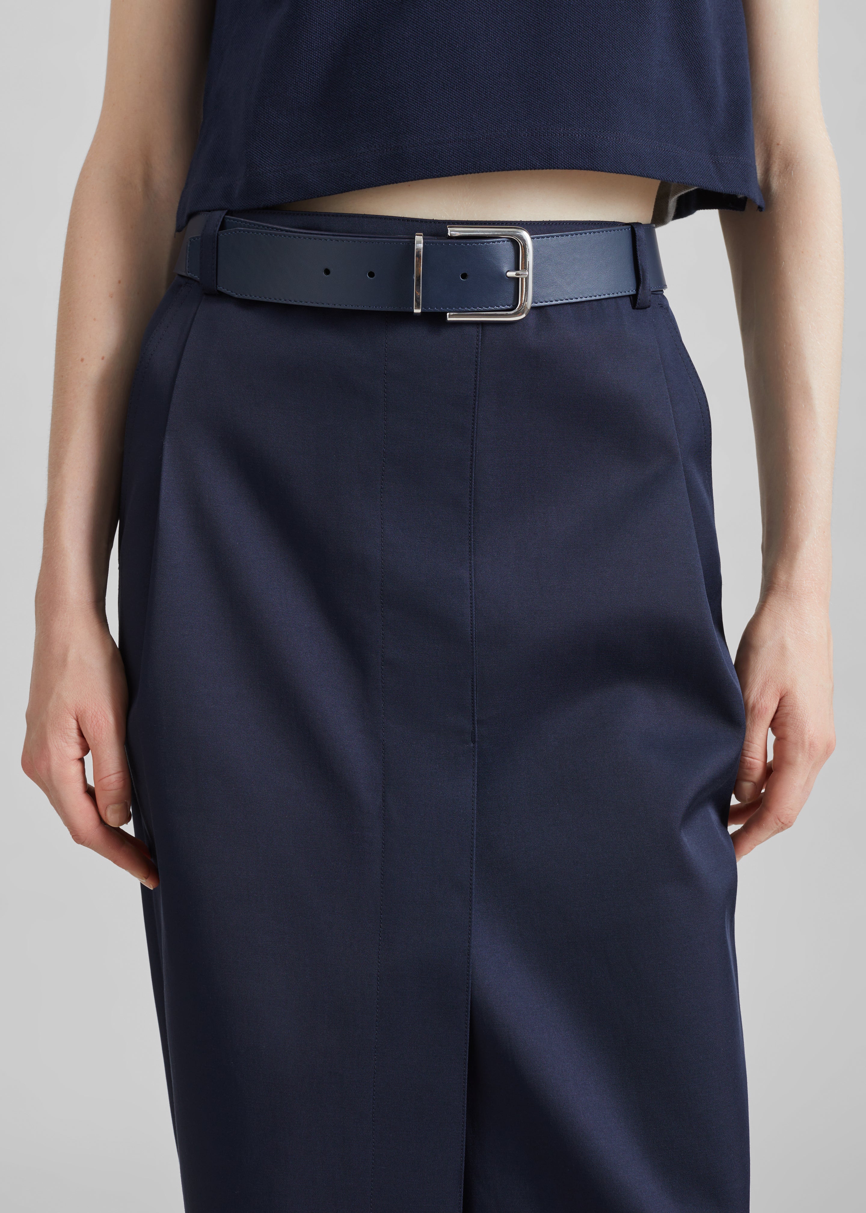 Elian Tailored Midi Skirt - Navy - 3