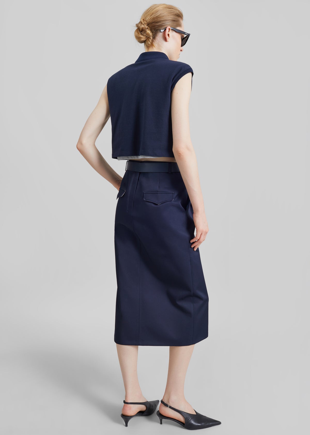 Elian Tailored Midi Skirt - Navy - 9
