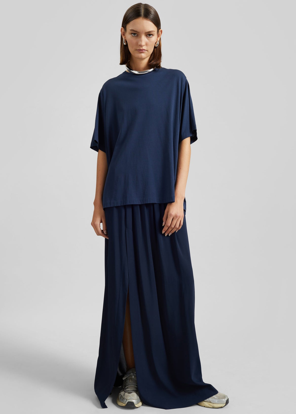 Elie Silk Fluid Maxi Skirt - Navy - 4