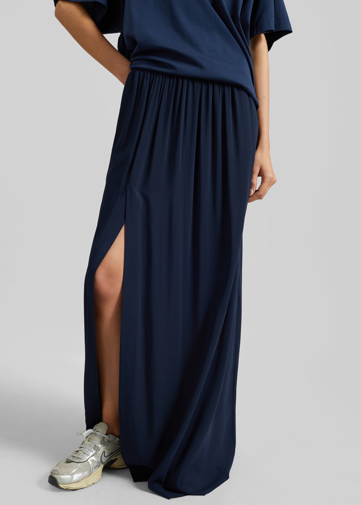 Elie Silk Fluid Maxi Skirt - Navy - 2