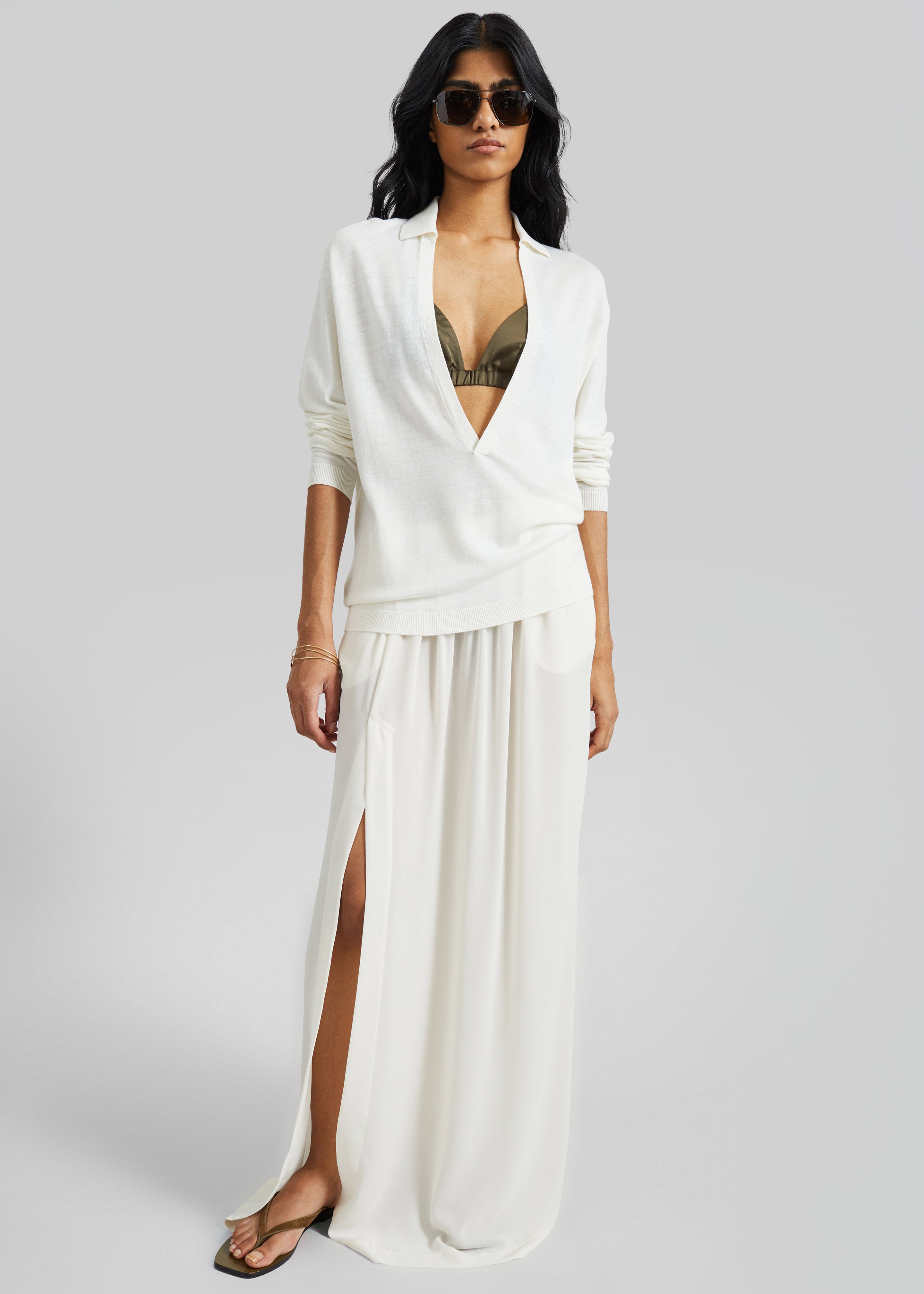 Elie Silk Fluid Maxi Skirt - Ivory - 1
