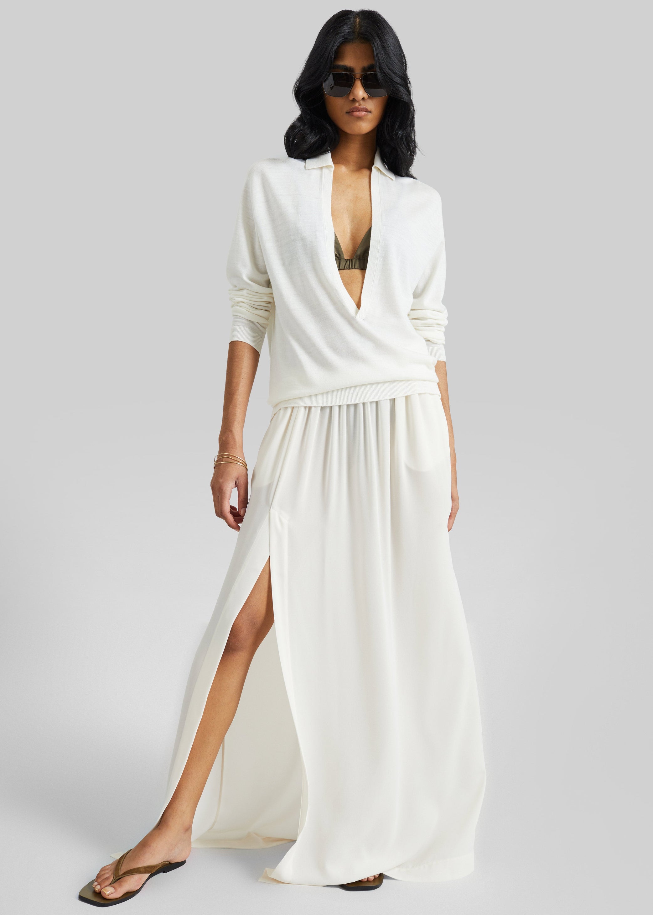 Shop the look image for Elie Silk Fluid Maxi Skirt - Ivory