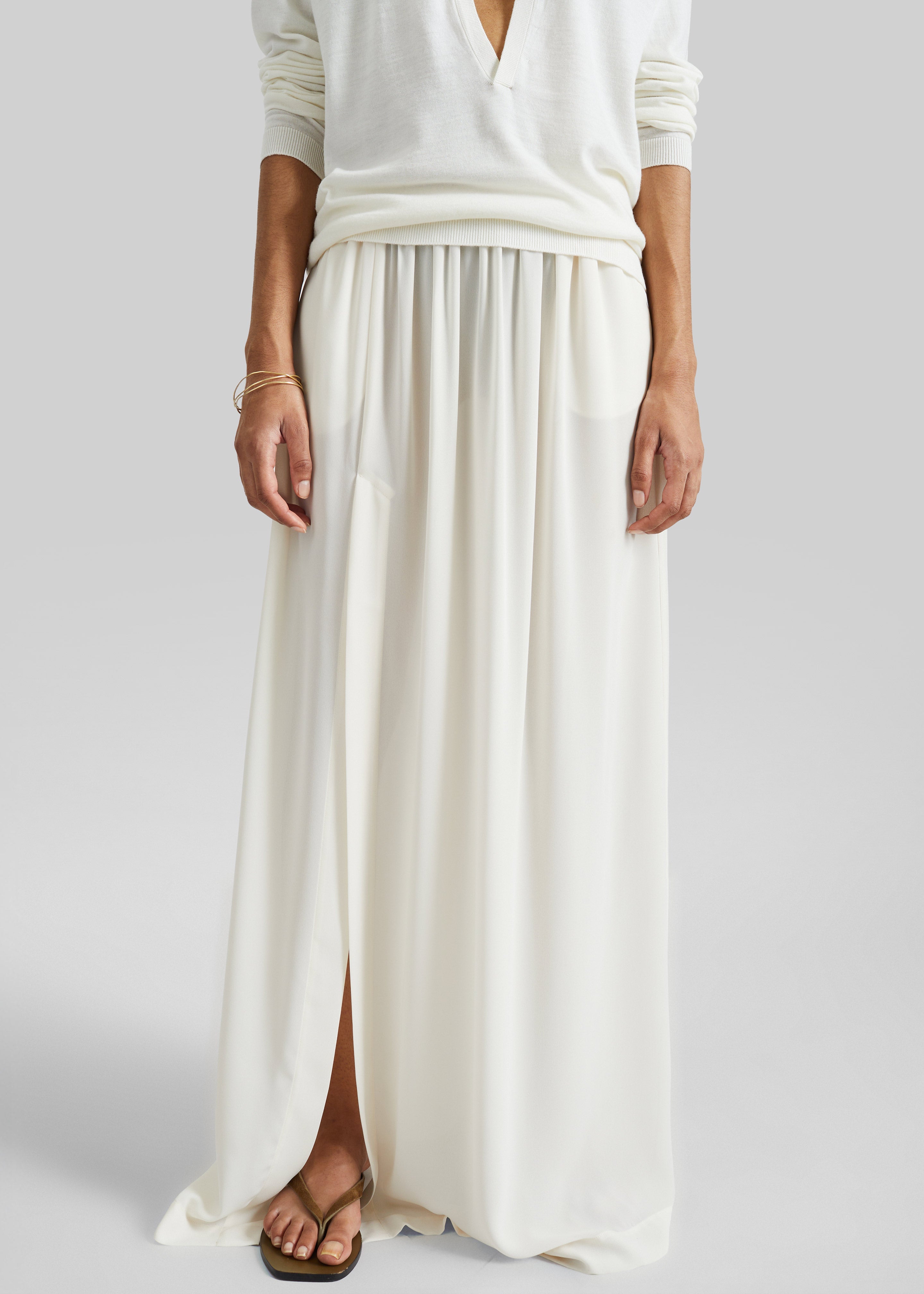 Elie Silk Fluid Maxi Skirt - Ivory - 2