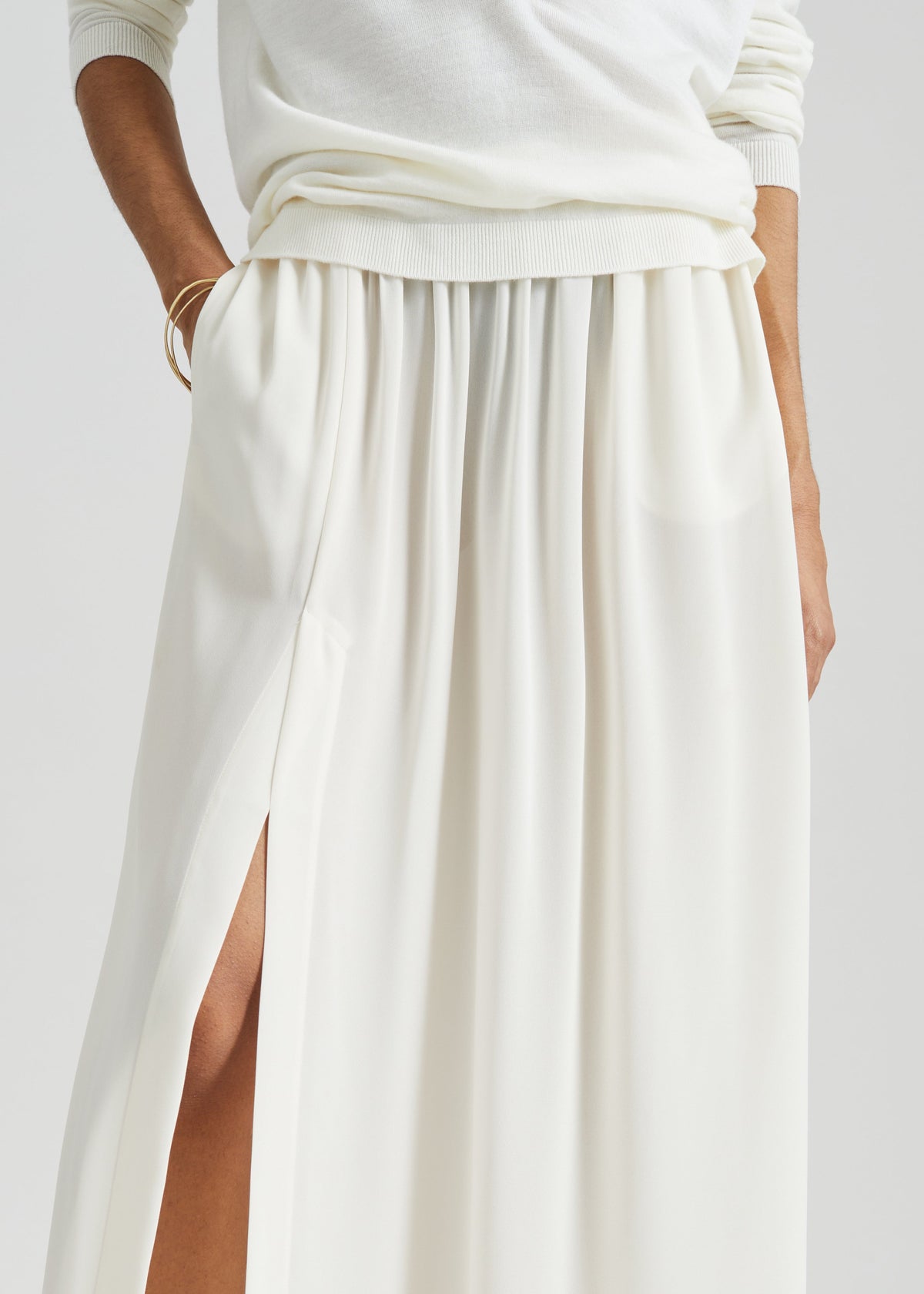 Elie Silk Fluid Maxi Skirt - Ivory - 4