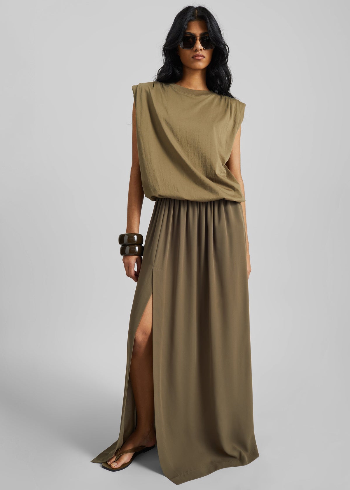 Elie Silk Fluid Maxi Skirt - Olive - 3