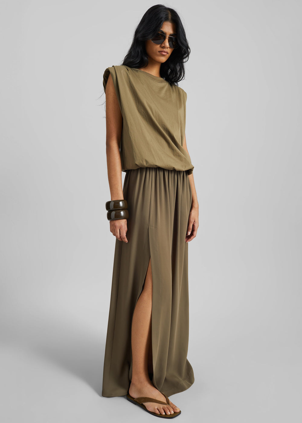 Elie Silk Fluid Maxi Skirt - Olive