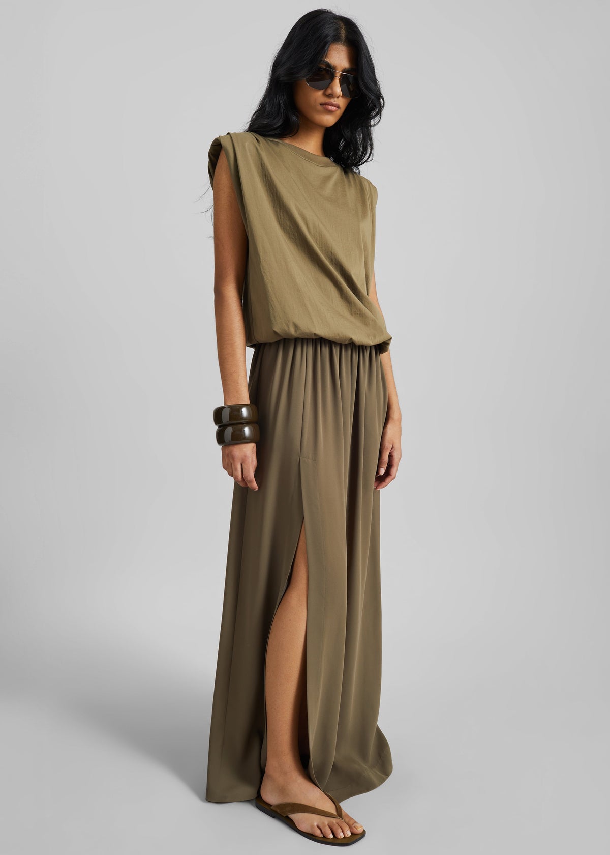 Elie Silk Fluid Maxi Skirt - Olive - 1