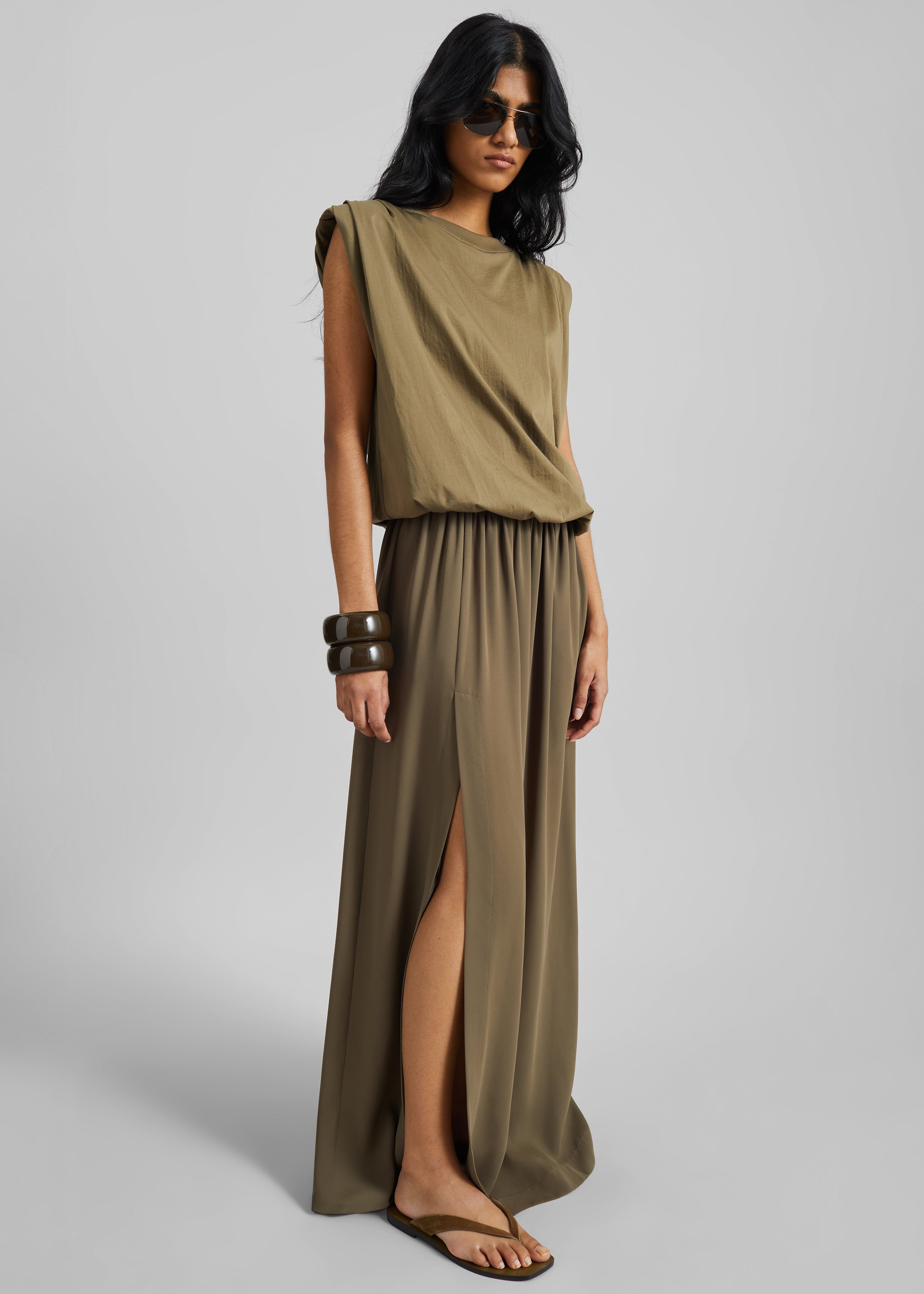 Elie Silk Fluid Maxi Skirt - Olive - 1