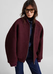 Elinor Boucle Oversized Bomber Jacket - Burgundy