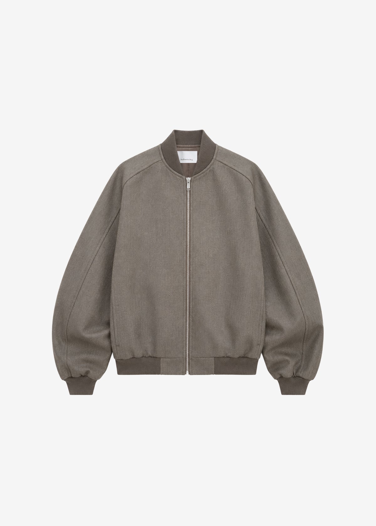 Elinor Wool Oversized Bomber Jacket - Beige Melange