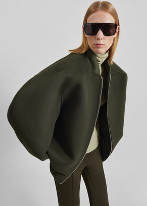 Elinor Oversized Bomber Jacket - Dark Olive