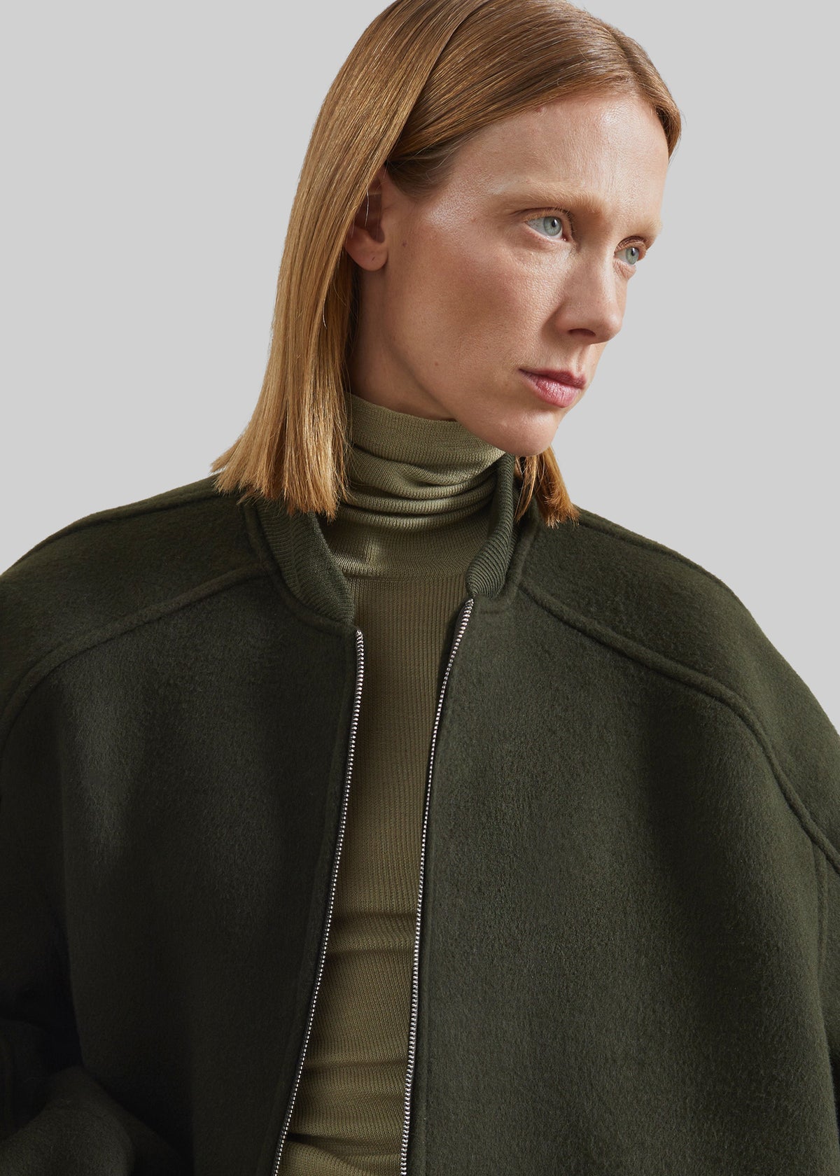 Elinor Oversized Bomber Jacket - Dark Olive