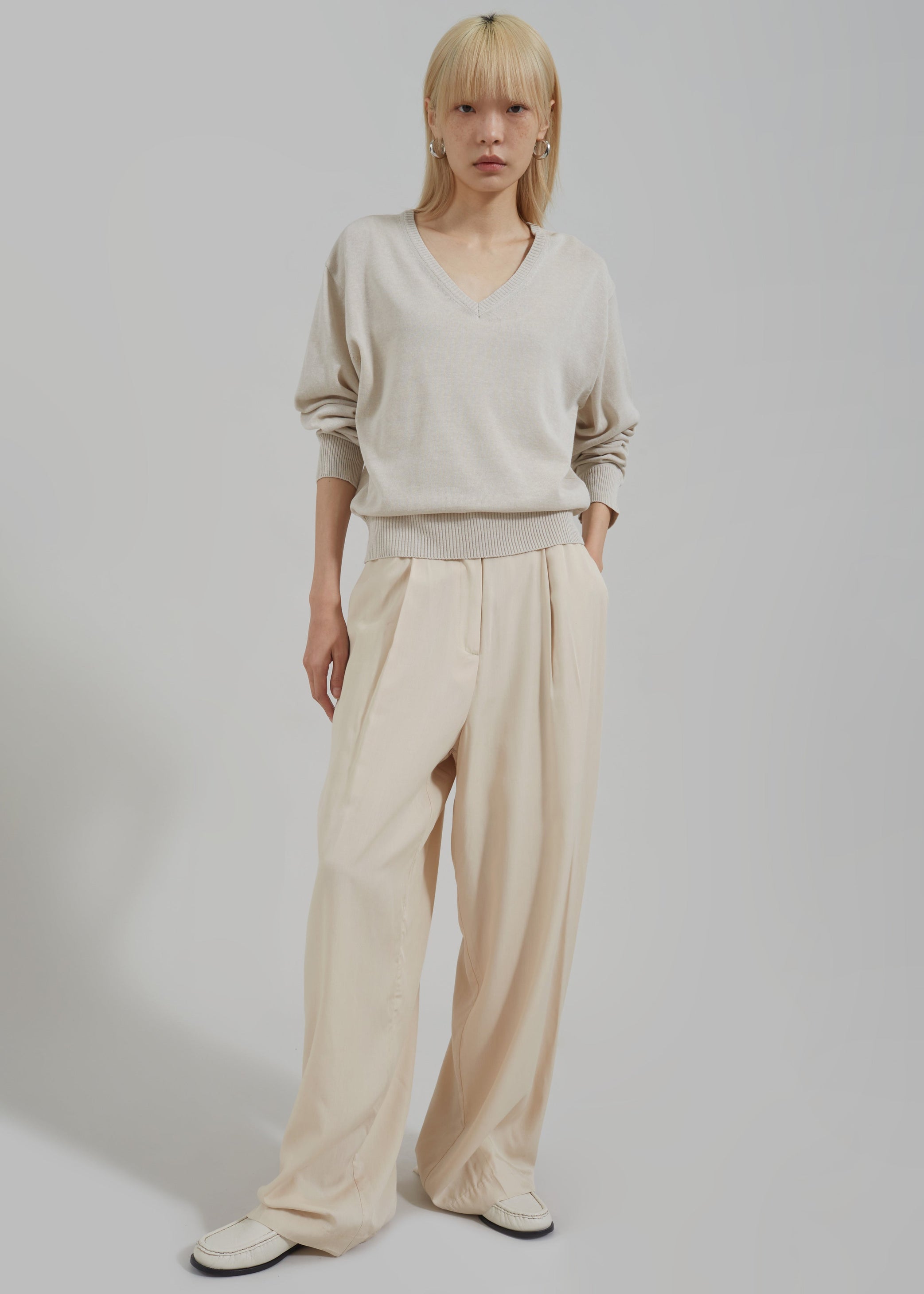 Shop the look image for Eliora V Neck Sweater - Beige
