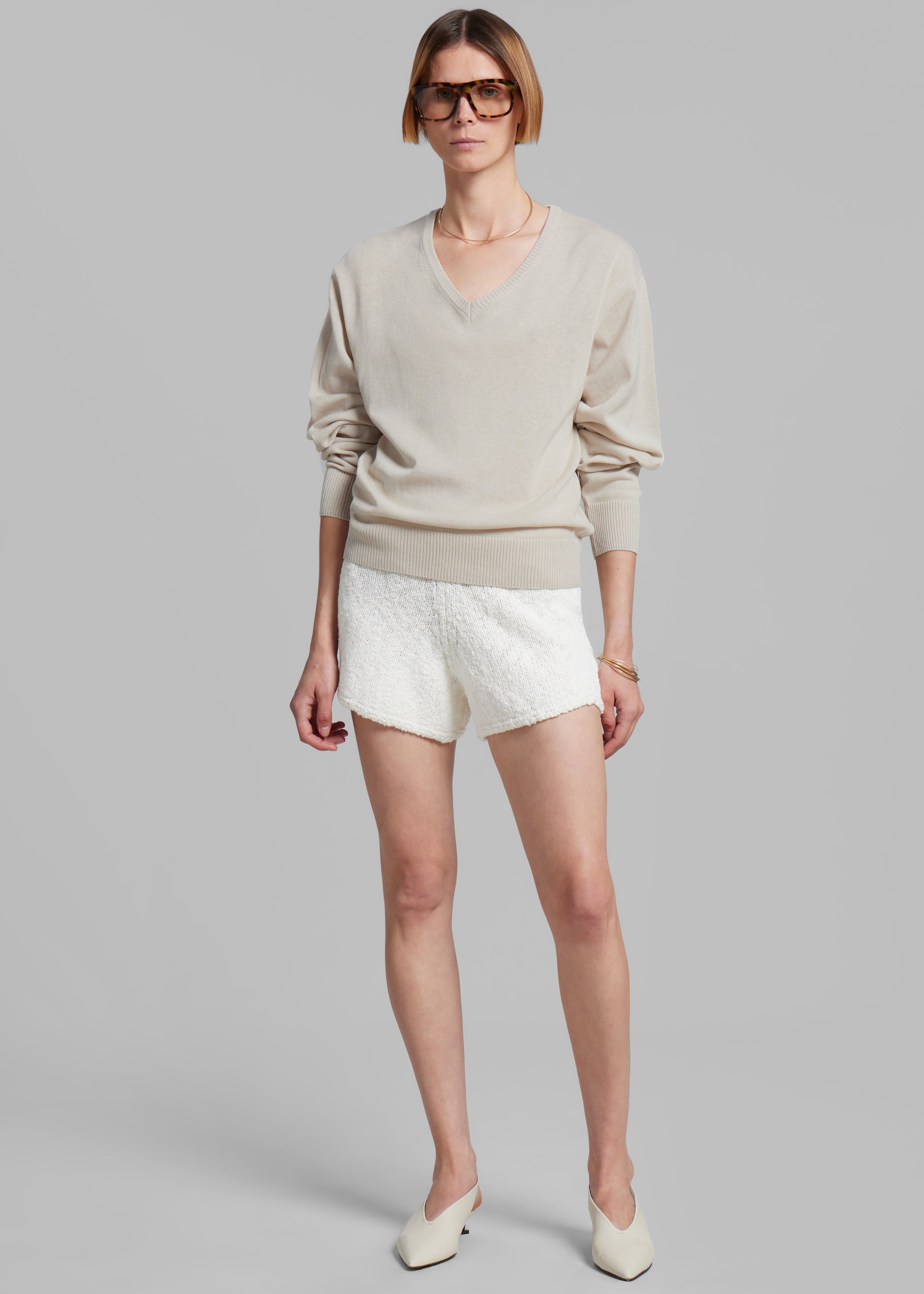 Eliora V Neck Sweater - Beige - 8