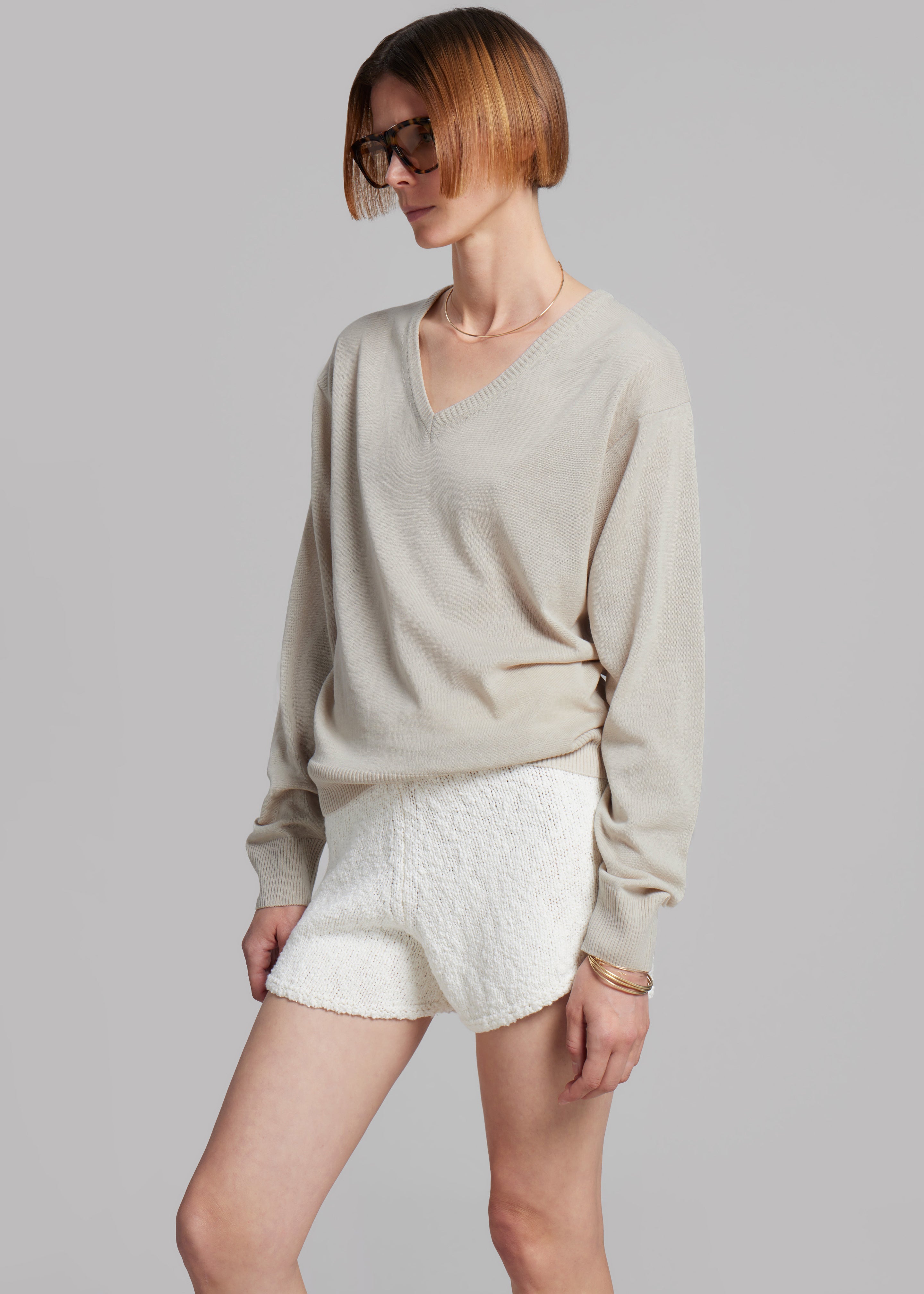 Eliora V Neck Sweater - Beige - 7