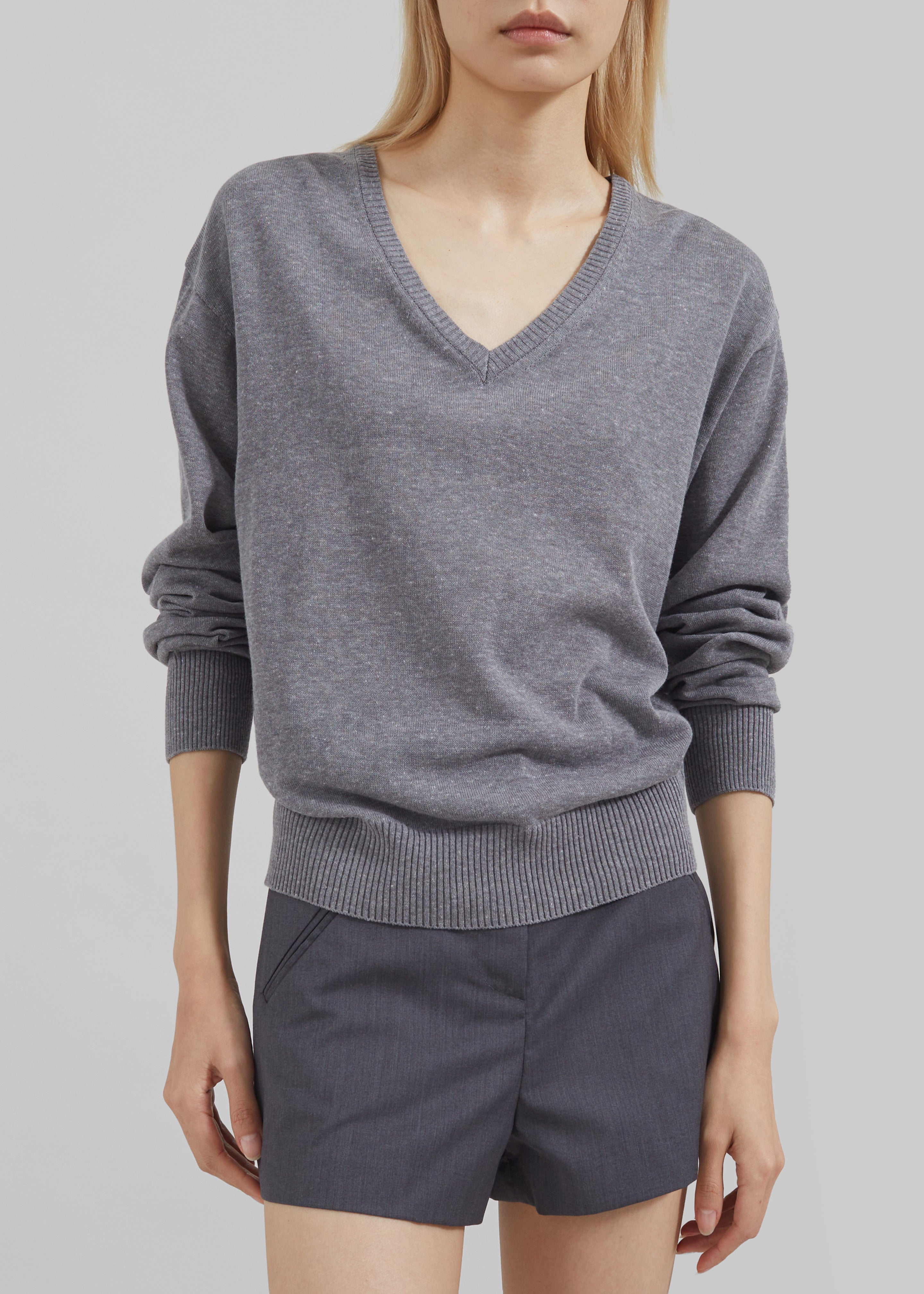 Eliora V Neck Sweater - Grey - 2