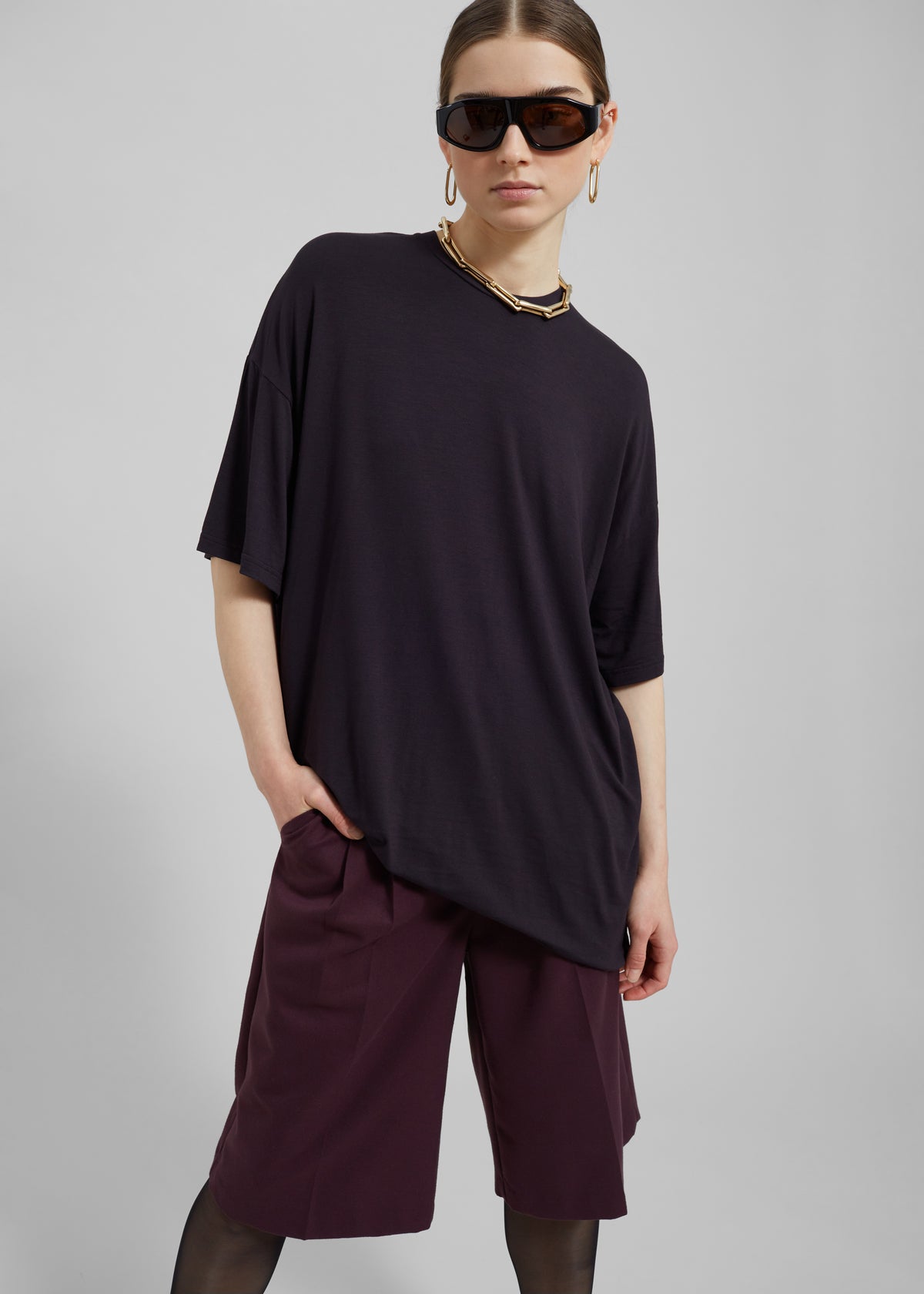 Ella Boxy Tee - Dark Plum - 3