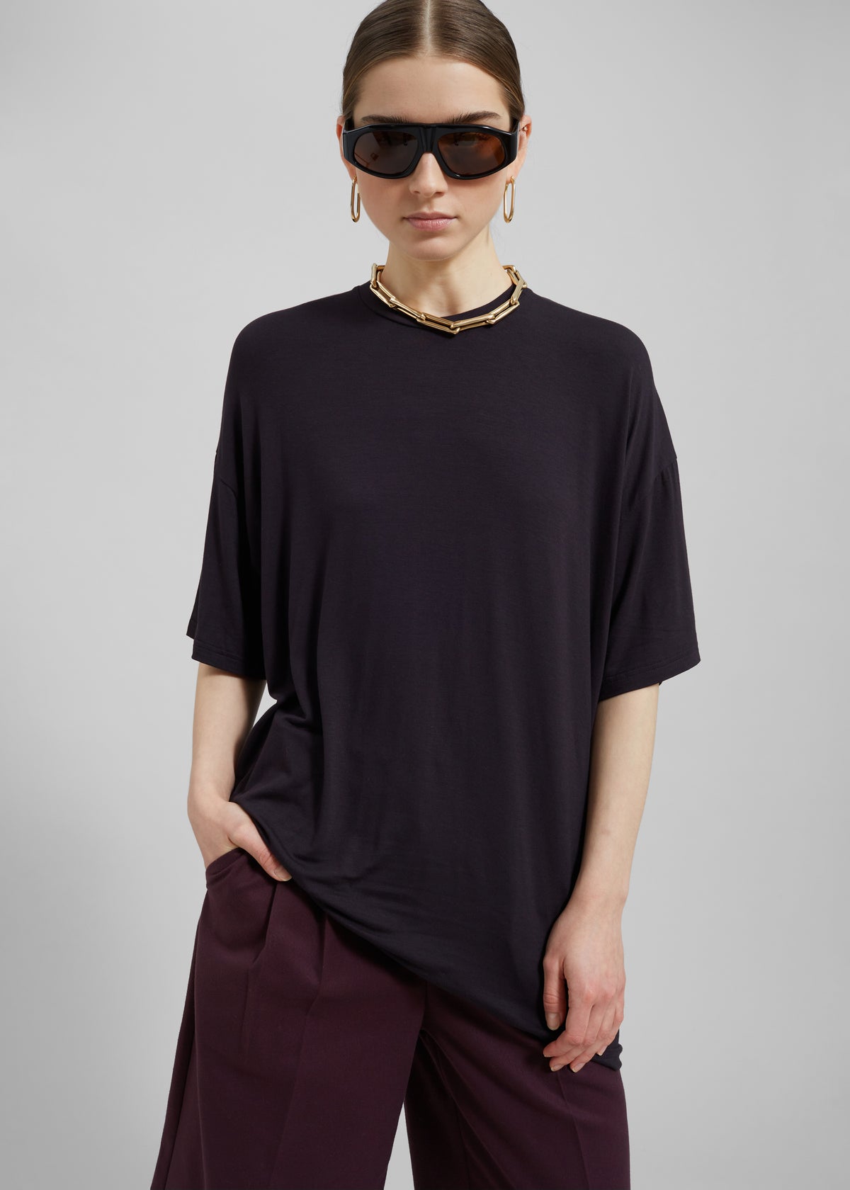Ella Boxy Tee - Dark Plum - 9