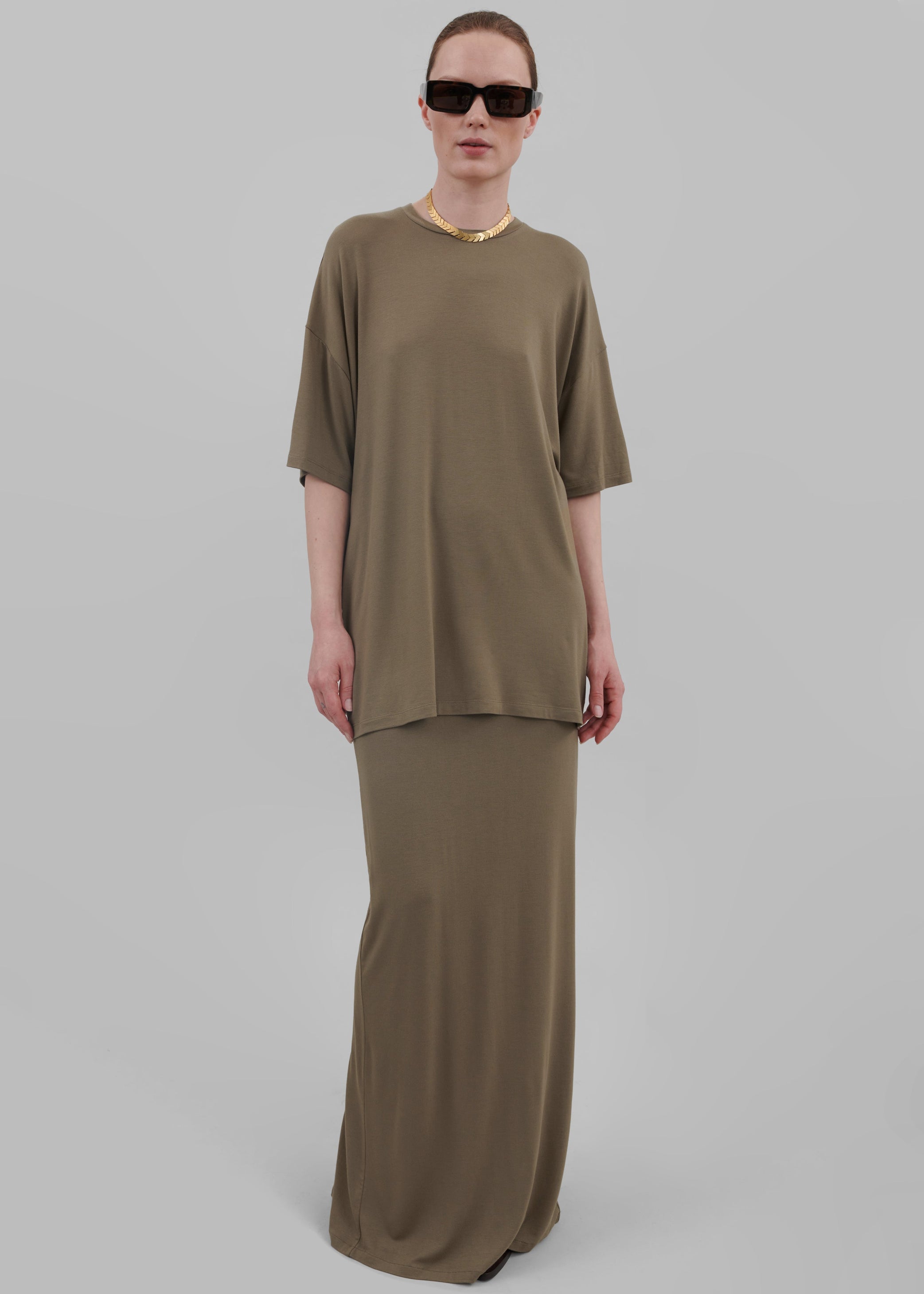 Shop the look image for Ella Boxy Tee - Khaki Brown
