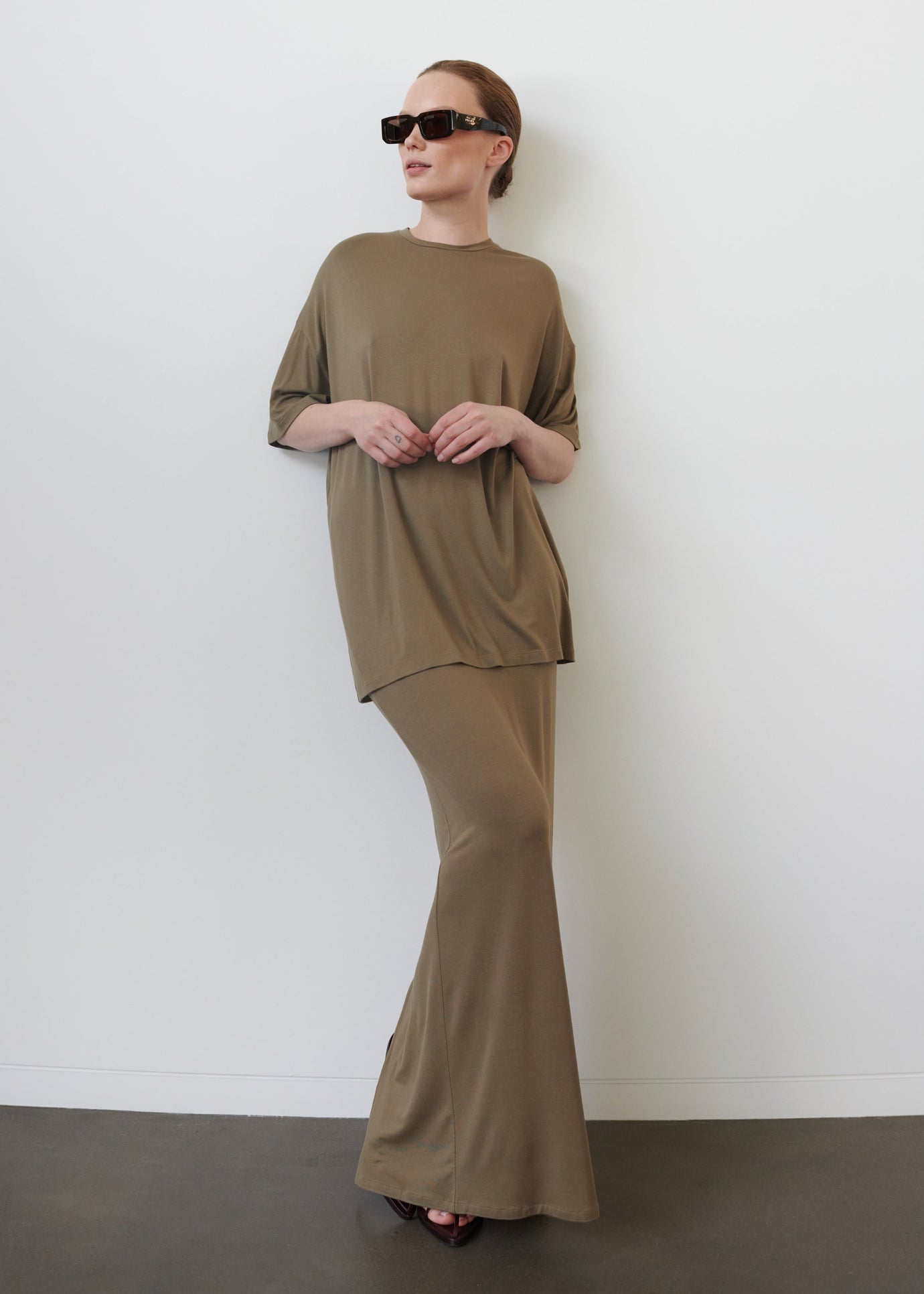 Ella Boxy Tee - Khaki Brown