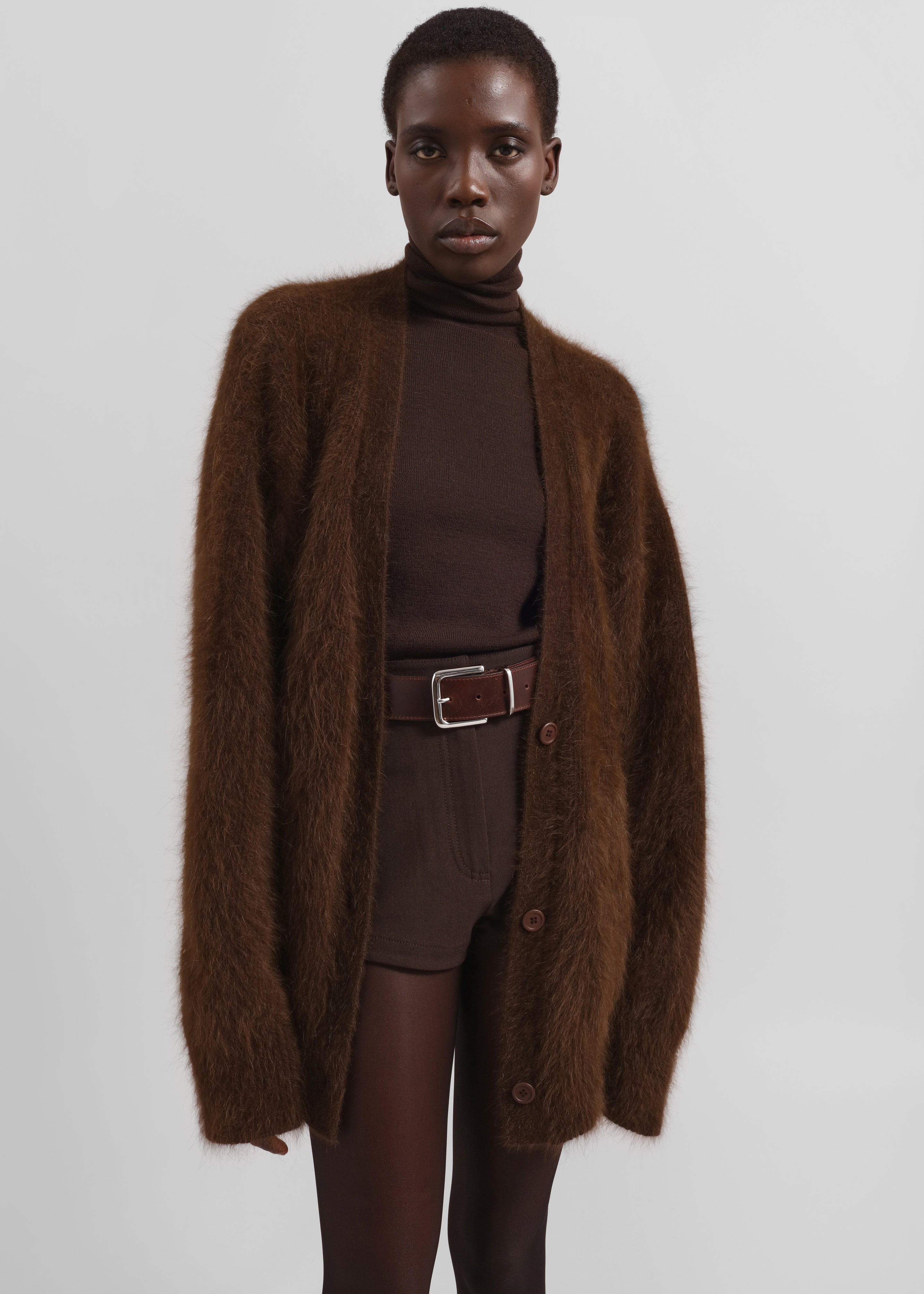 Elland Oversized Alpaca Cardigan - Olive Brown - 3