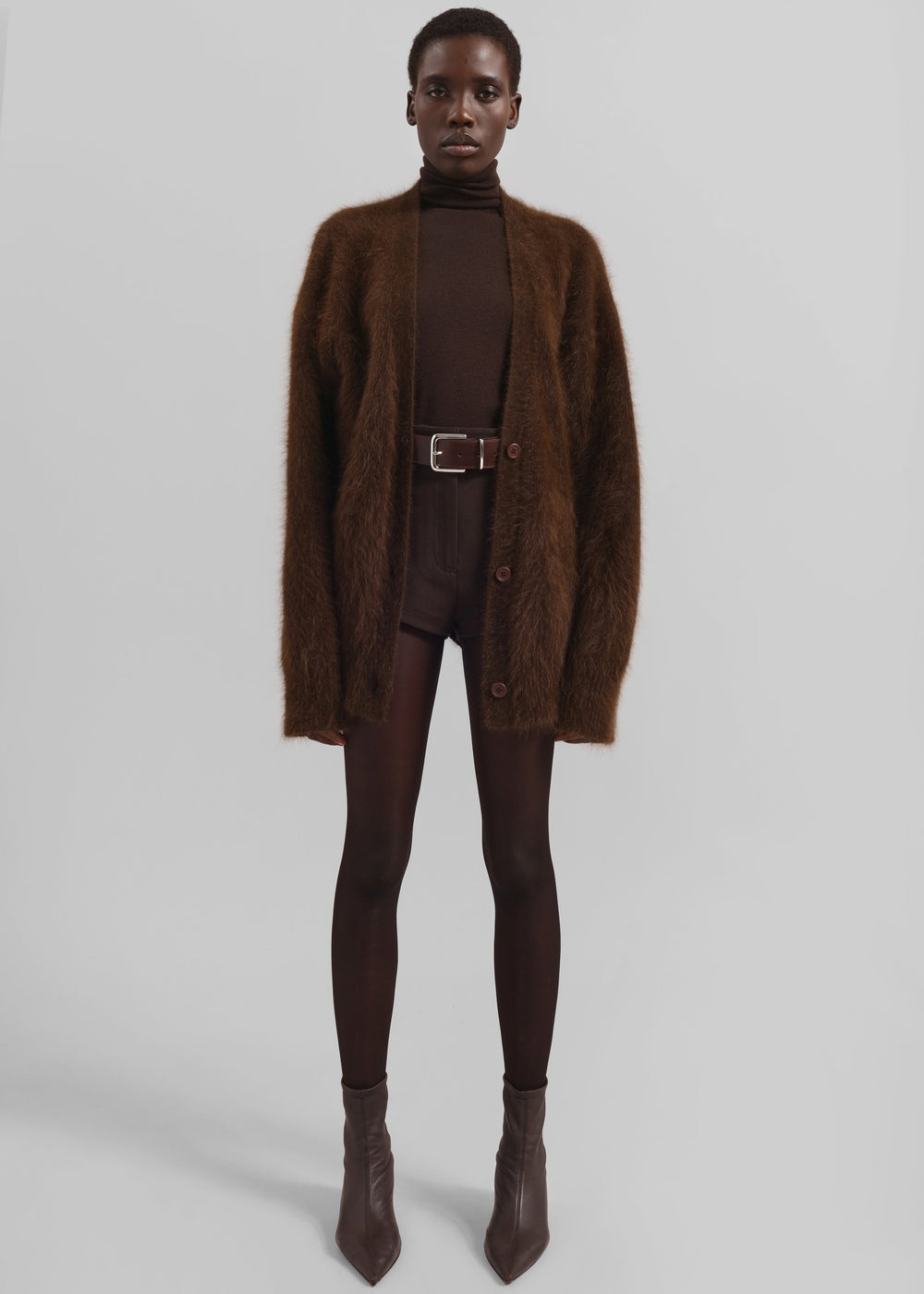 Elland Oversized Alpaca Cardigan - Olive Brown - 1