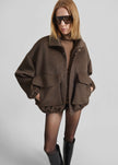 Elle Aviator Jacket - Brown Melange