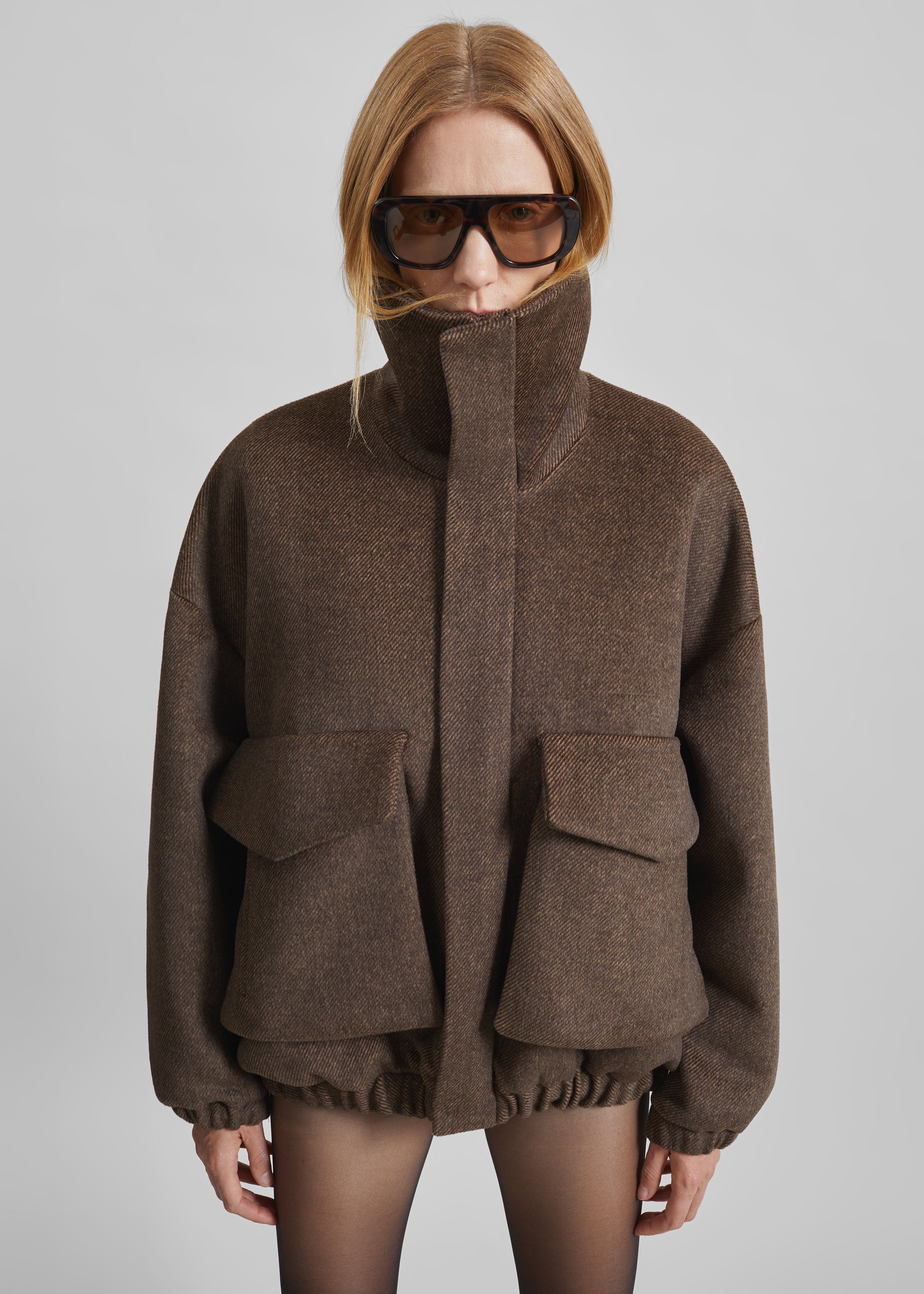 Elle Aviator Jacket - Brown Melange - 5