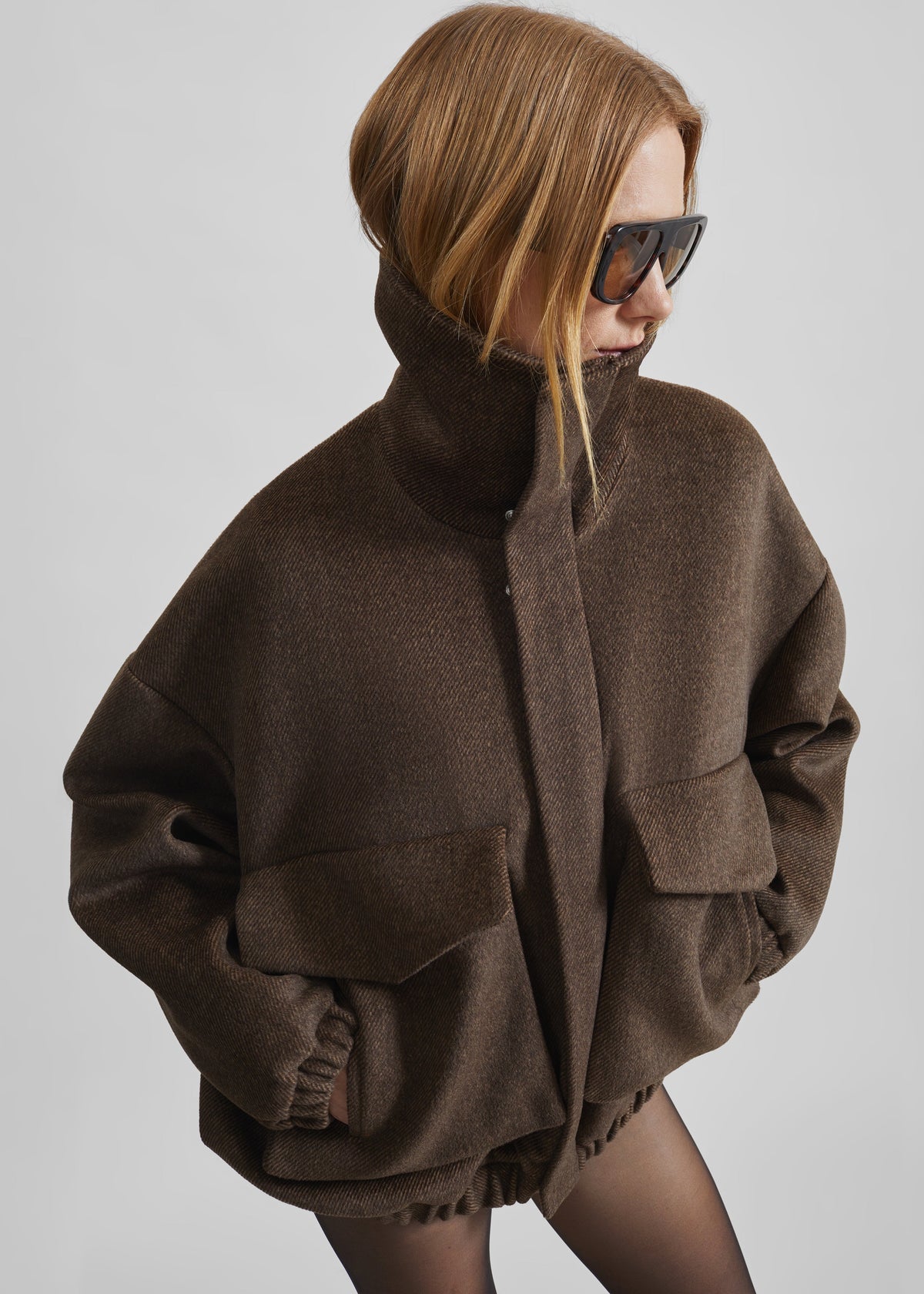 Elle Aviator Jacket - Brown Melange - 7
