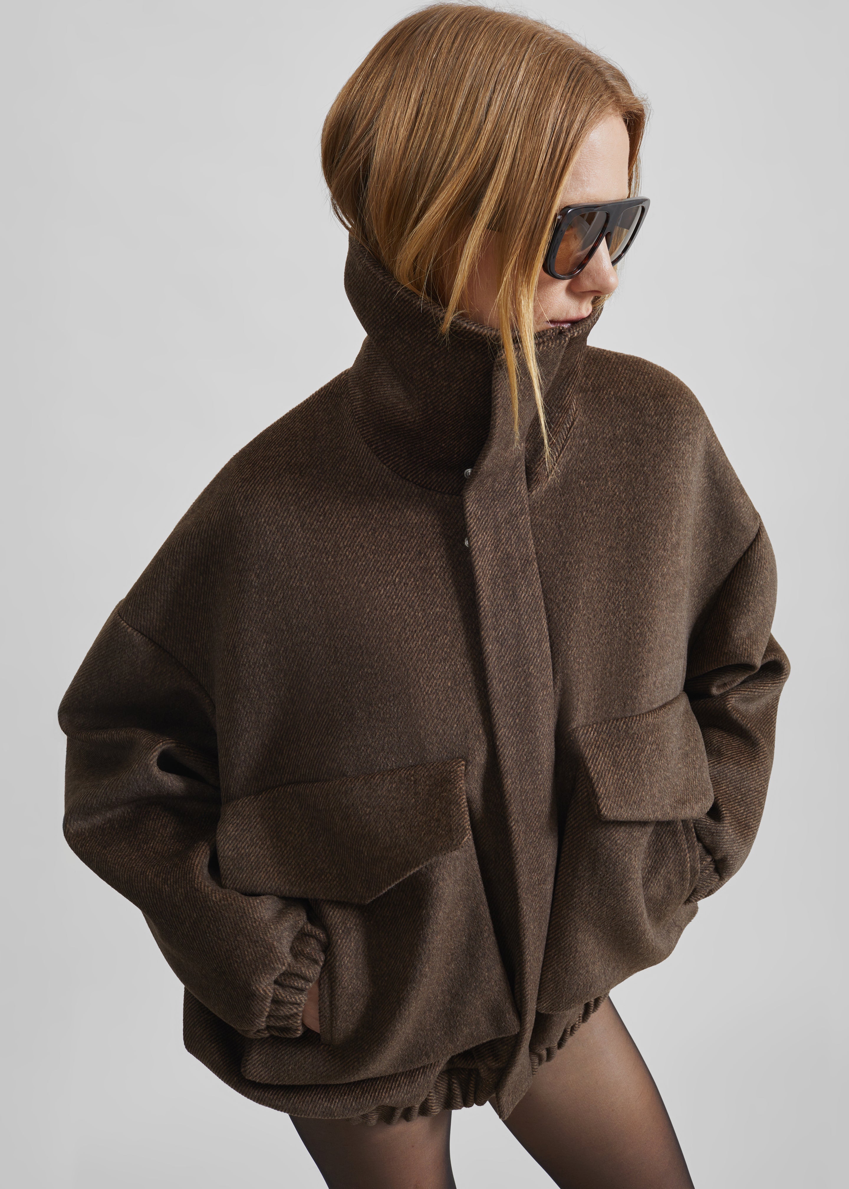 Elle Aviator Jacket - Brown Melange - 7