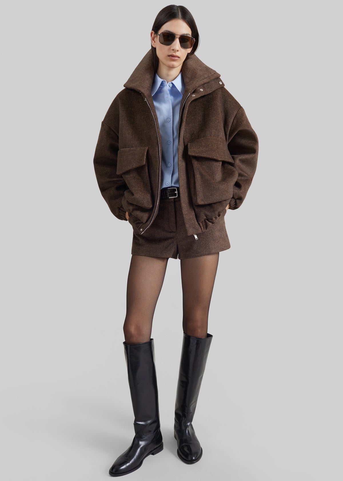 Veste aviateur Elle - Marron chiné