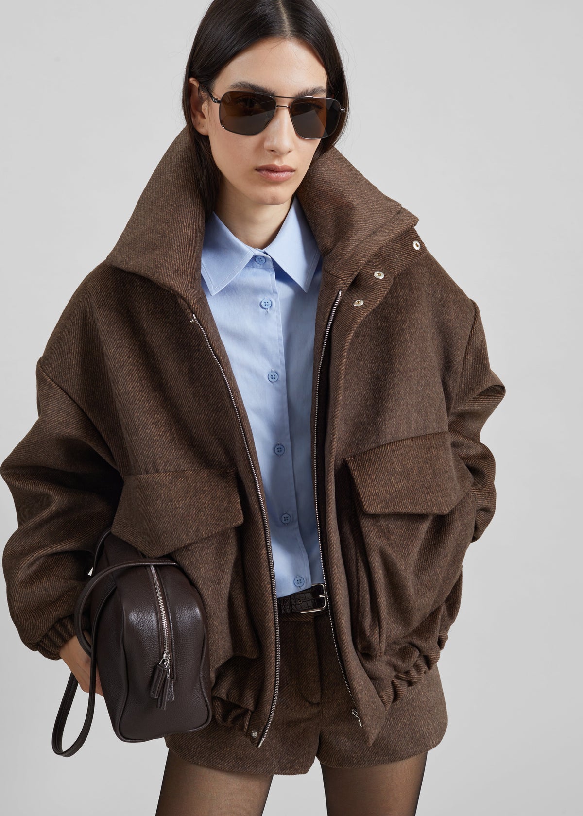 Veste aviateur Elle - Marron chiné