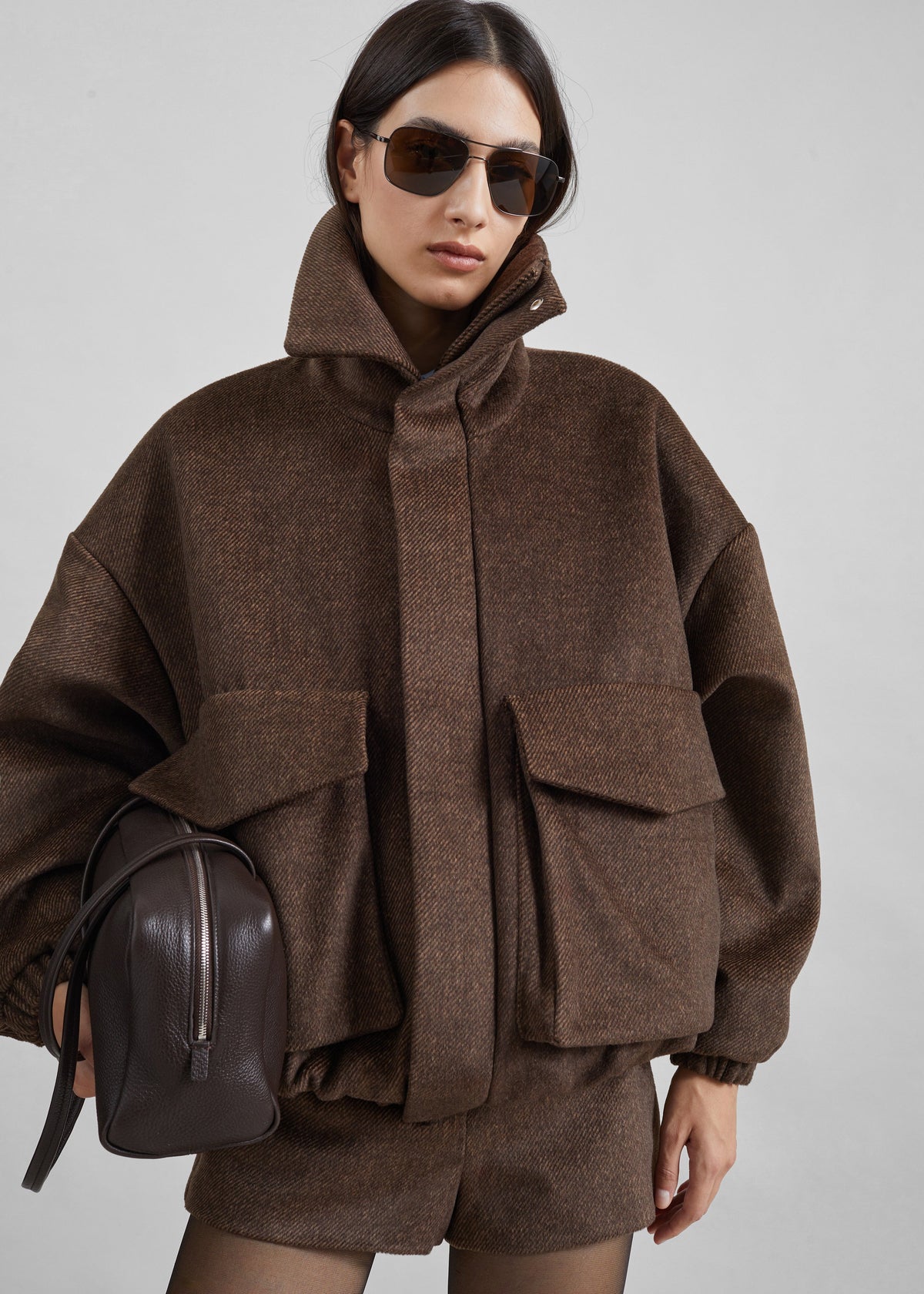 Veste aviateur Elle - Marron chiné